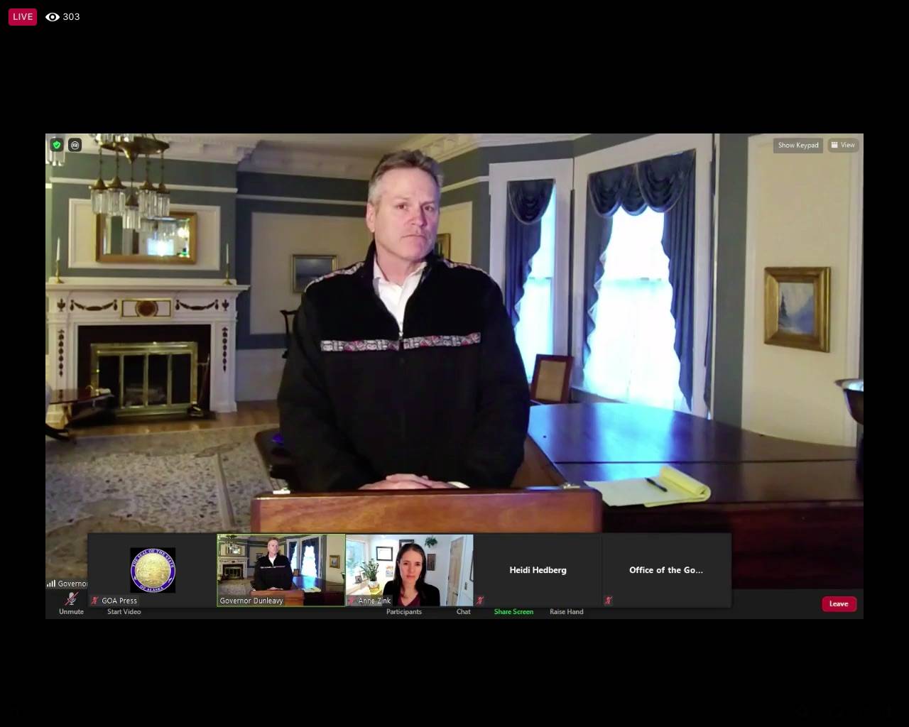In this image captured from video, Gov. Mike Dunleavy addresses Alaskans during a remote press conference on Tuesday.