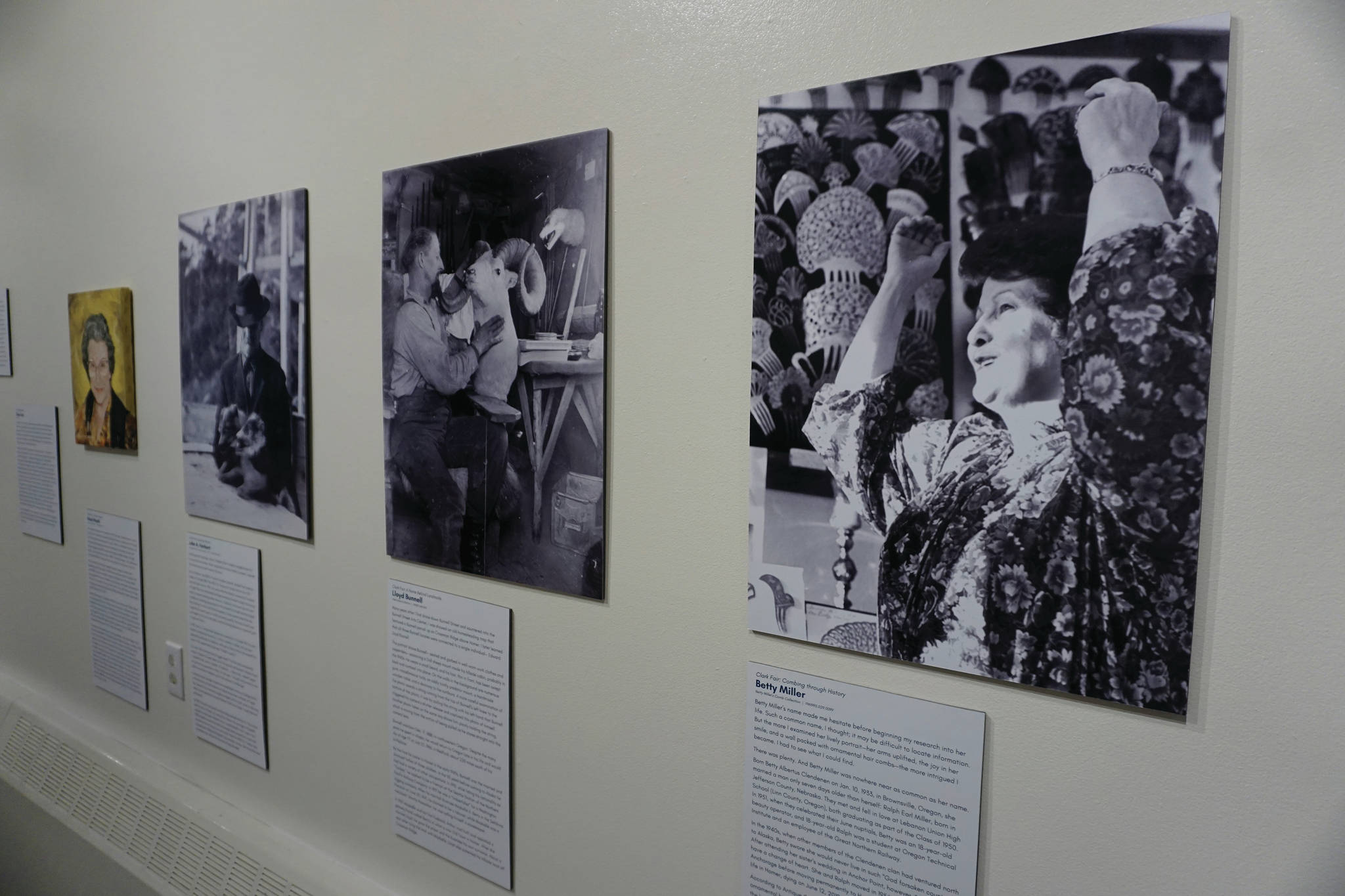 Clark Fair wrote stories to go alone with portraits in “Familiar Faces: Portrait of a Community,” on exhibit through May 2021 at the Pratt Museum in Homer, Alaska. (Photo by Michael Armstrong/Homer News)