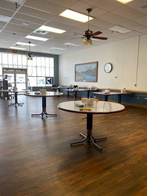 Tables in the dining room of the Heritage Place Skilled Nursing facility are arranged for social distancing. (Photo courtesy Sandi Crawford)