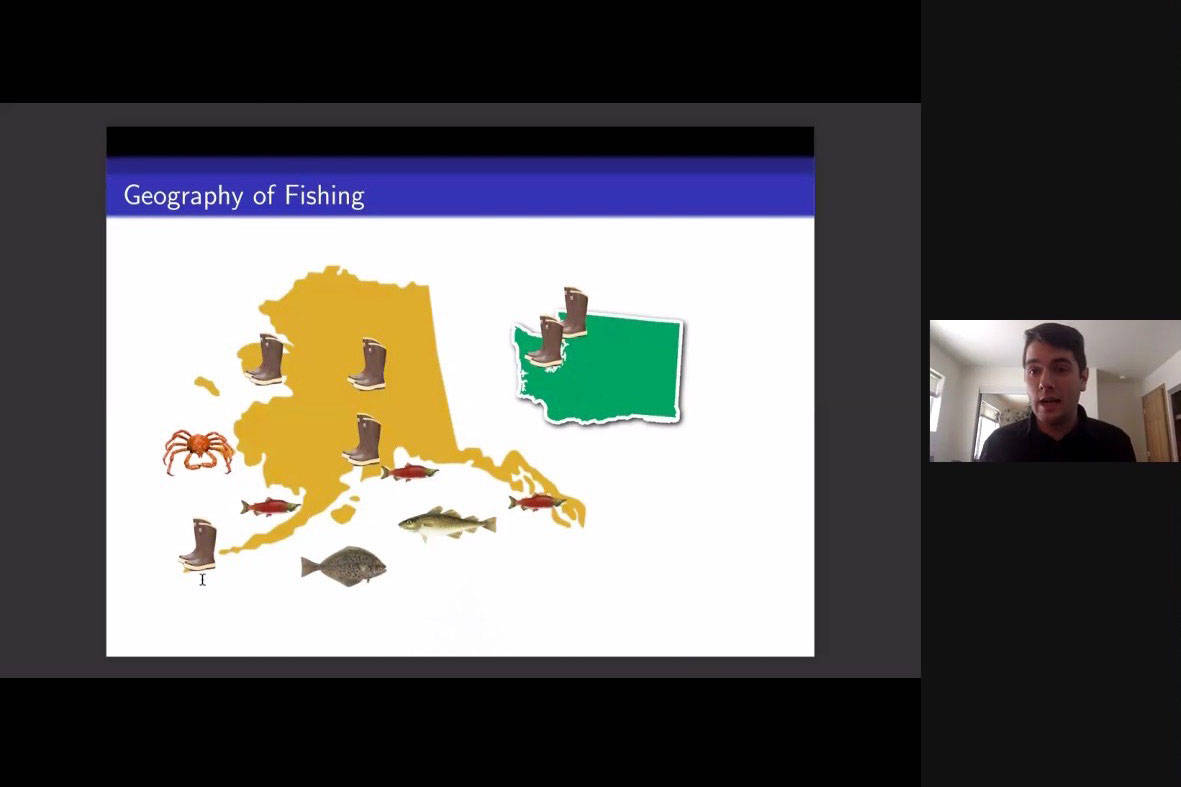 Dr. Brett Watson presents the findings of a study he and others conducted through the University of Alaska Anchorage’s Institute of Social and Economic Research on Thursday, March 25, 2021. (Screenshot)