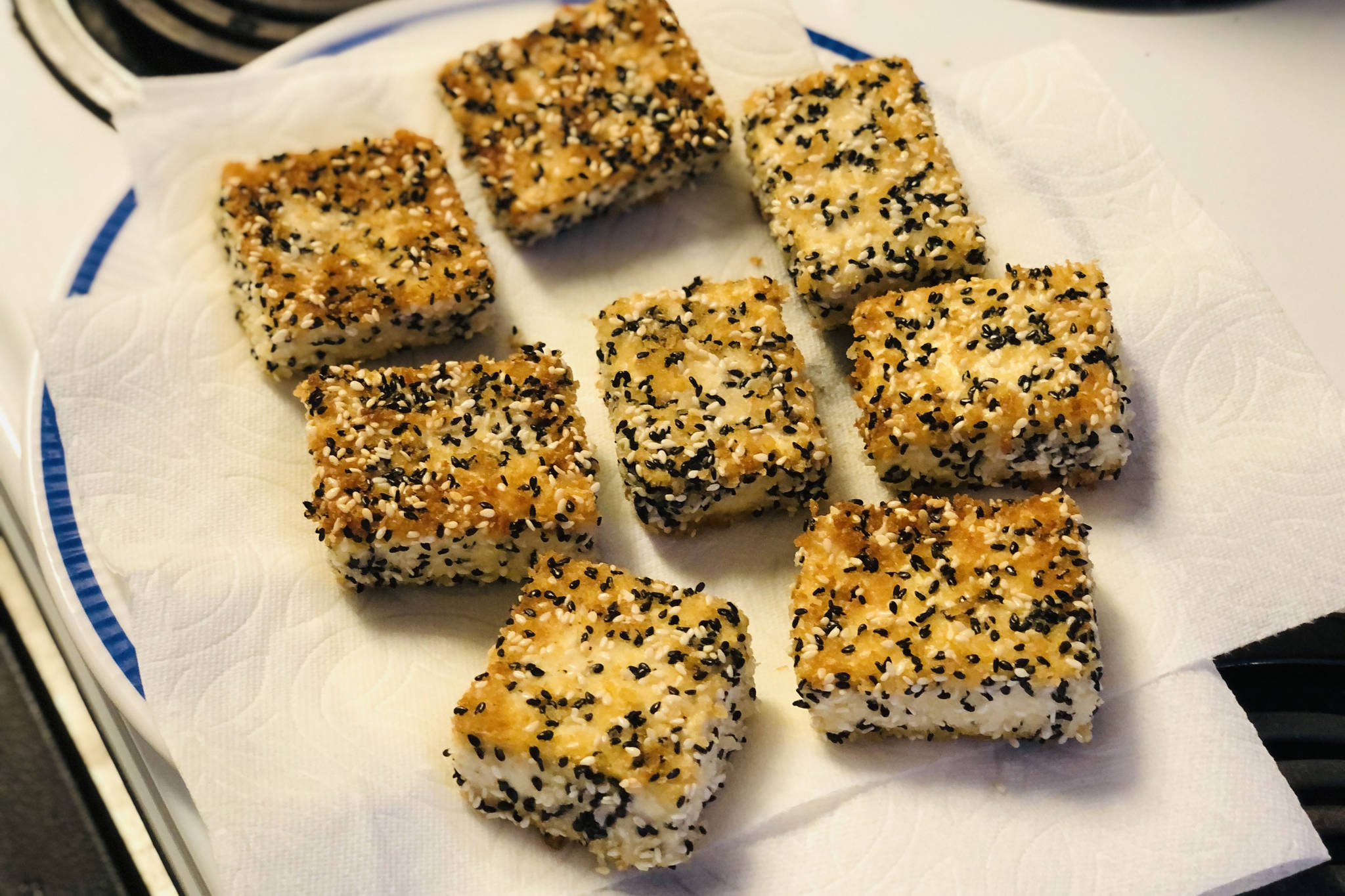 Crunchy, panko and sesame seed coated tofu make for an easy meal, photographed on Saturday, March 27, 2021, in Anchorage, Alaska. (Photo by Victoria Petersen/Peninsula Clarion)
