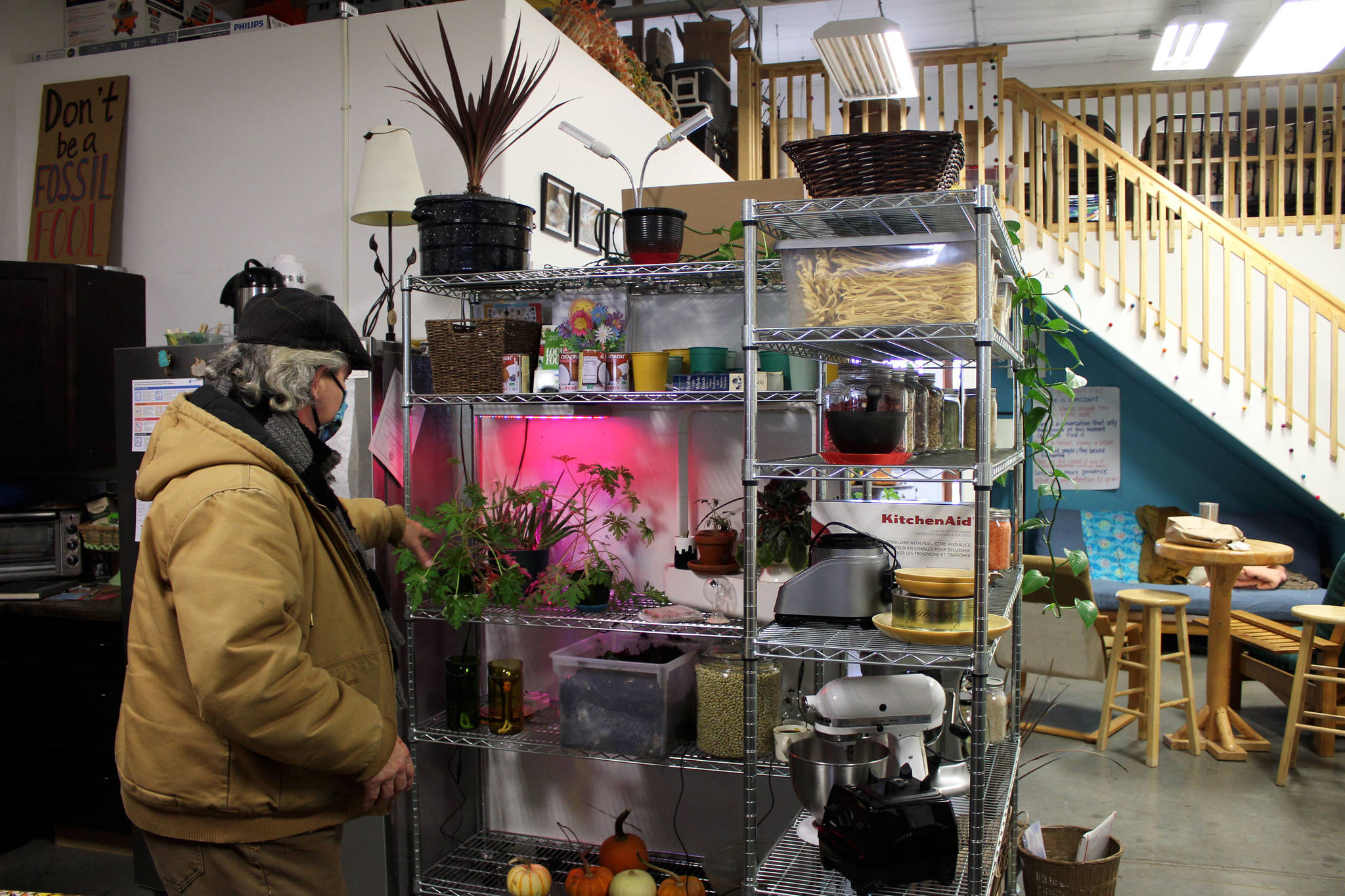 Timm Johnson stands in Cook Inletkeeper’s Community Action Studio on Thursday, April 1, 2021, in Soldotna, Alaska. (Ashlyn O’Hara/Peninsula Clarion)