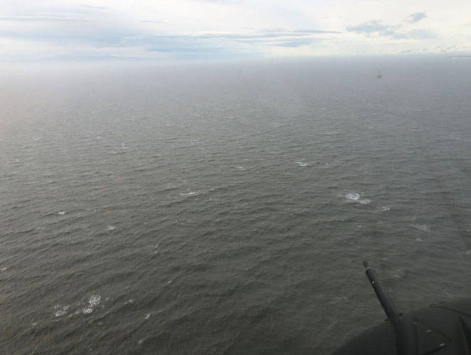 A Hilcorp pilot reported a natural gas leak in the Cook Inlet off the shore of Nikiski, Alaska on Thursday, April 1, 2021. (Alaska Department of Environment Conservation)
