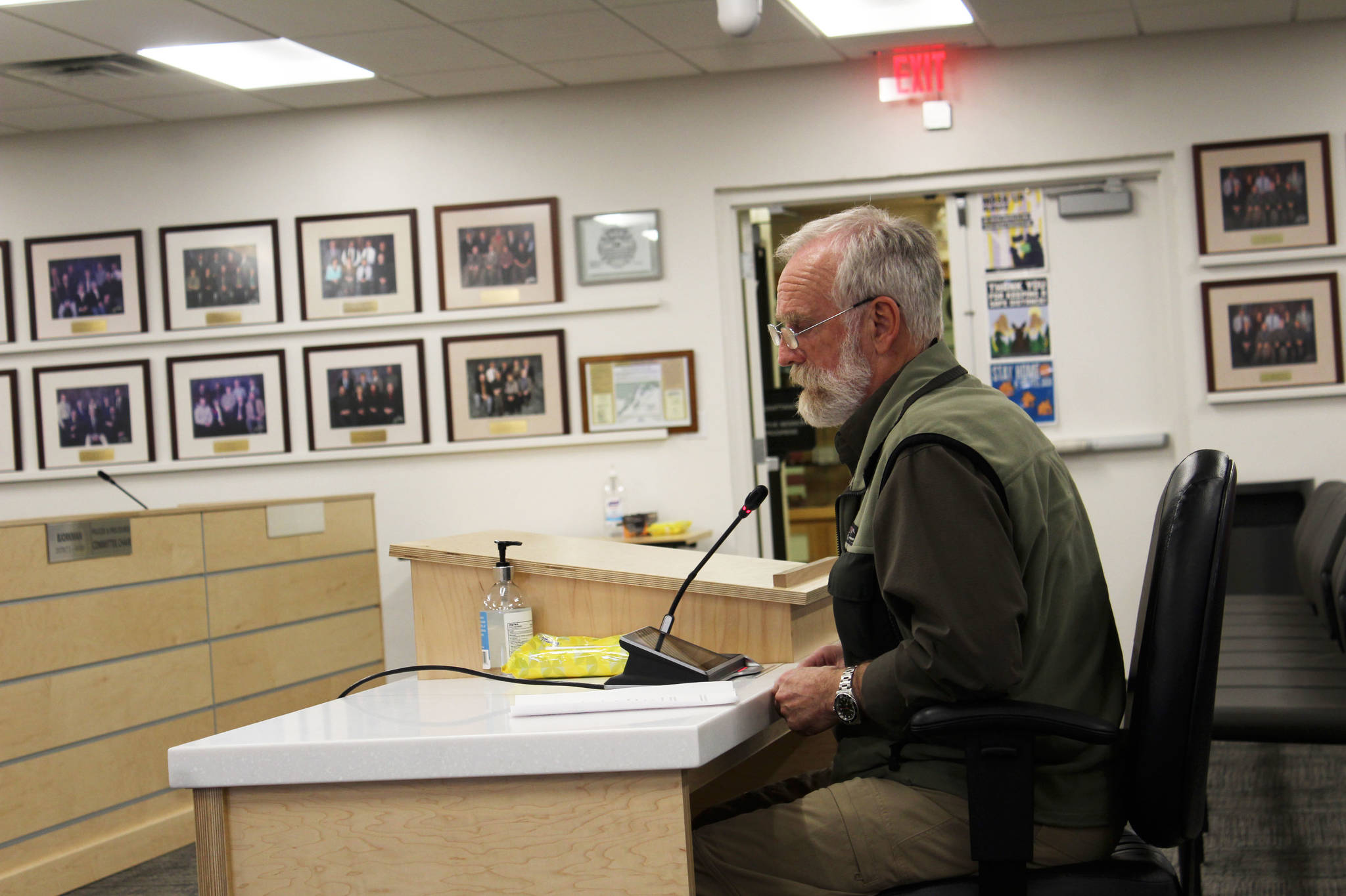 Lynn Whitmore testifies before the Kenai Peninsula Borough Assembly on Tuesday, April 6, 2021, in Soldotna, Alaska. (Ashlyn O’Hara/Peninsula Clarion)