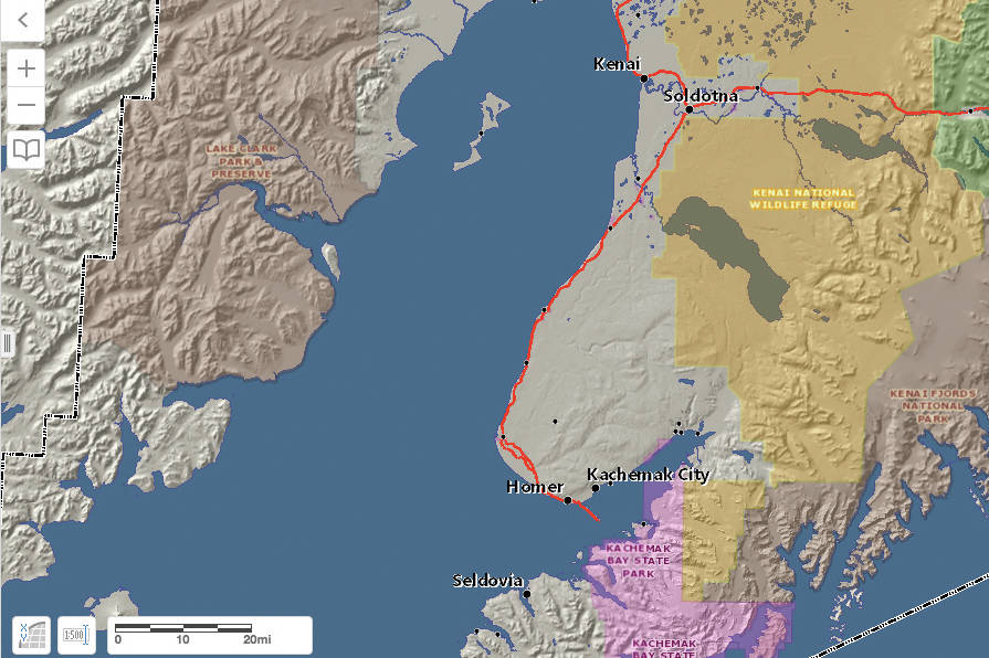 A screenshot of the Kenai Peninsula Borough GIS Parcel Viewer shows the different layers available, including aerial imagery. (Screenshot)