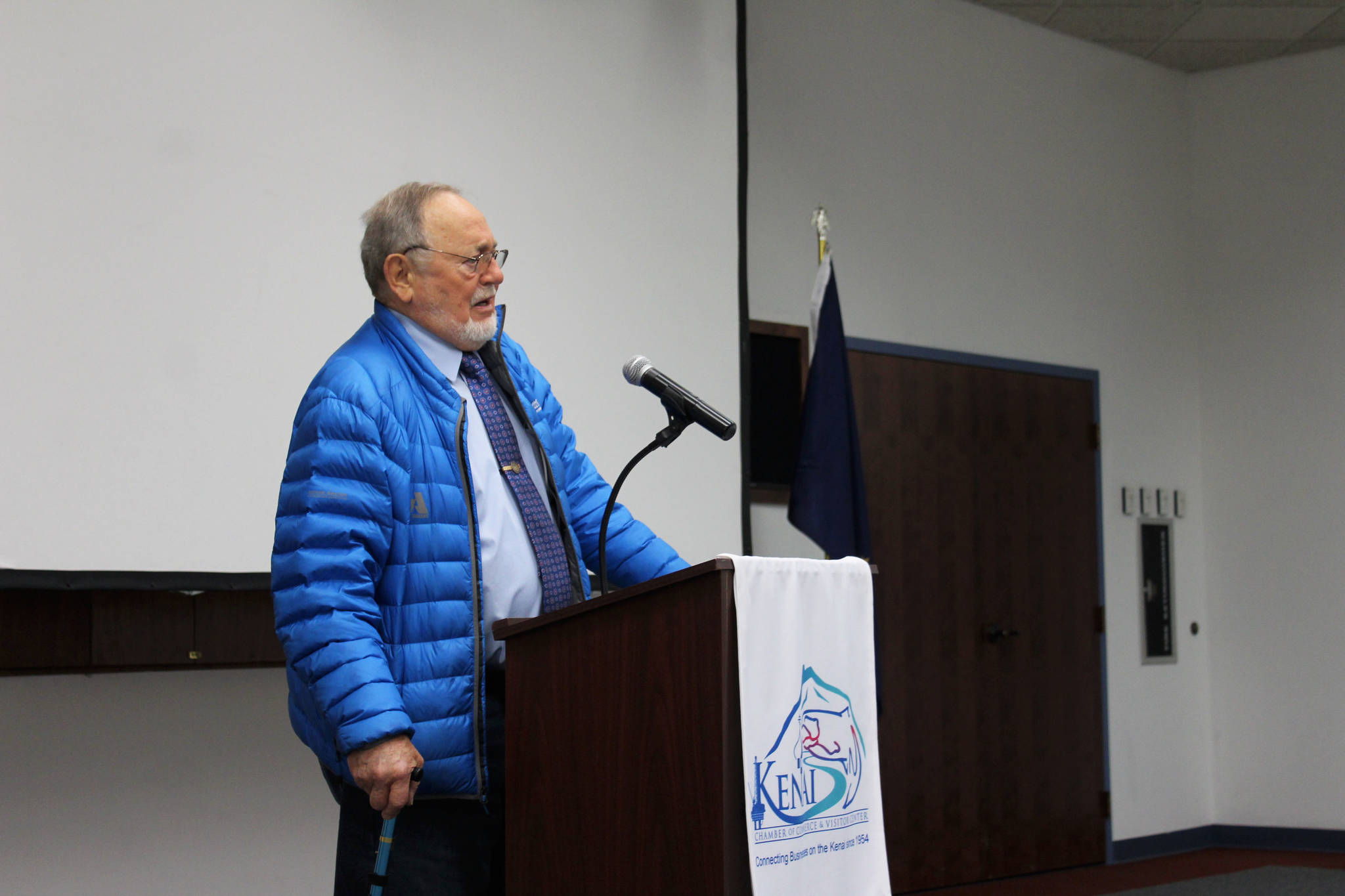 U.S. Rep. Don Young addresses a joint chamber luncheon at the Kenai Chamber of Commerce and Visitor Center on Friday, April 9, 2021 in Kenai, Alaska. (Ashlyn O’Hara/Peninsula Clarion)