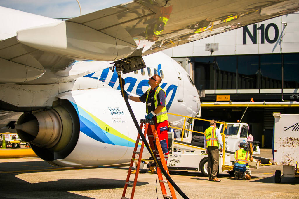 Alaska Airlines and SkyNRG formed a partnership to advance sustainable aviation fuel made from municipal solid waste, the airline announced, as part of its steps towards making the airline a net-zero emissions industry. (Courtesy photo / Alaska Airlines)