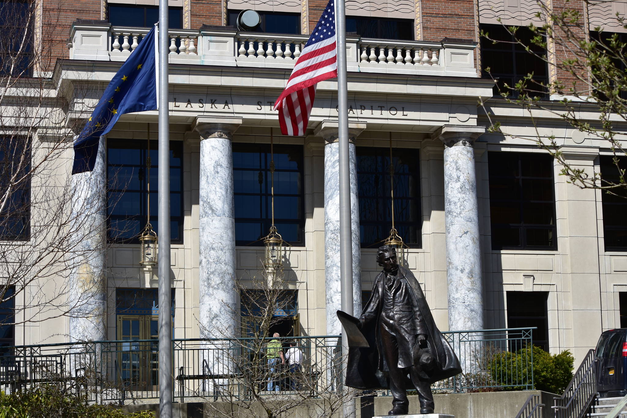 The Alaska State Capitol remained closed to the public on Monday, April 26, 2021, but with high rates of vaccinations among staff, lawmakers have relaxed some of the health rules in place since the start of the session in January. (Peter Segall / Juneau Empire)