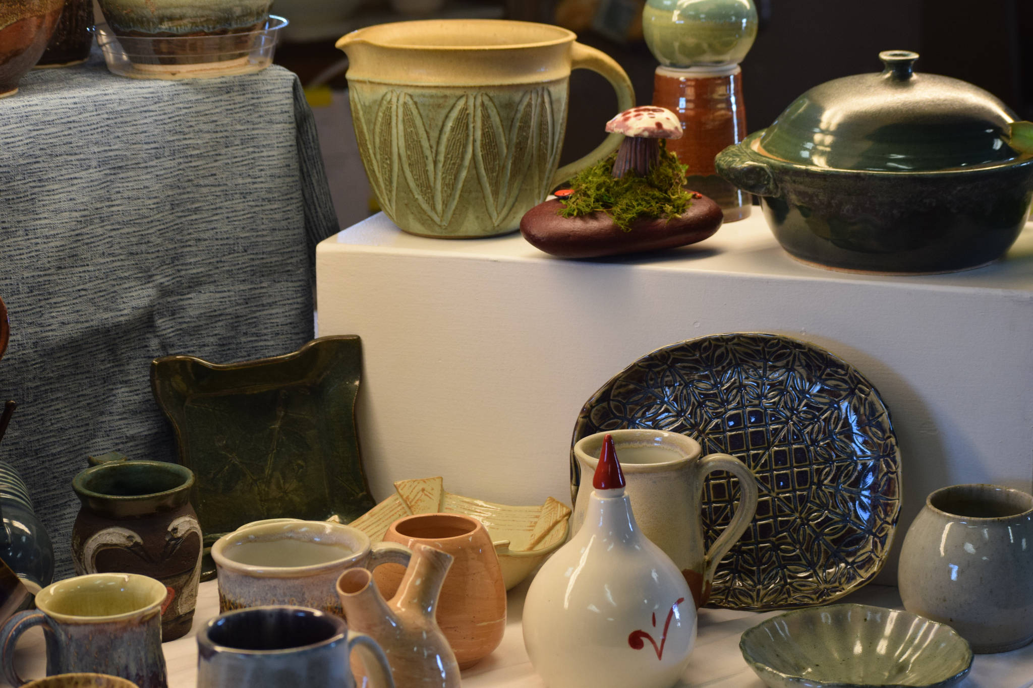 Handmade ceramics are on display at the Kenai Potters Guild on Tuesday, April 27, 2021. Camille Botello / Peninsula Clarion