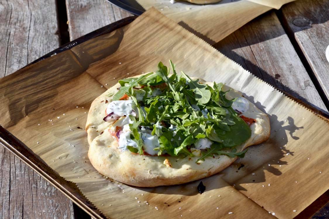 This flatbread is the perfect vehicle for leftovers. (Photo by Victoria Petersen/Peninsula Clarion)