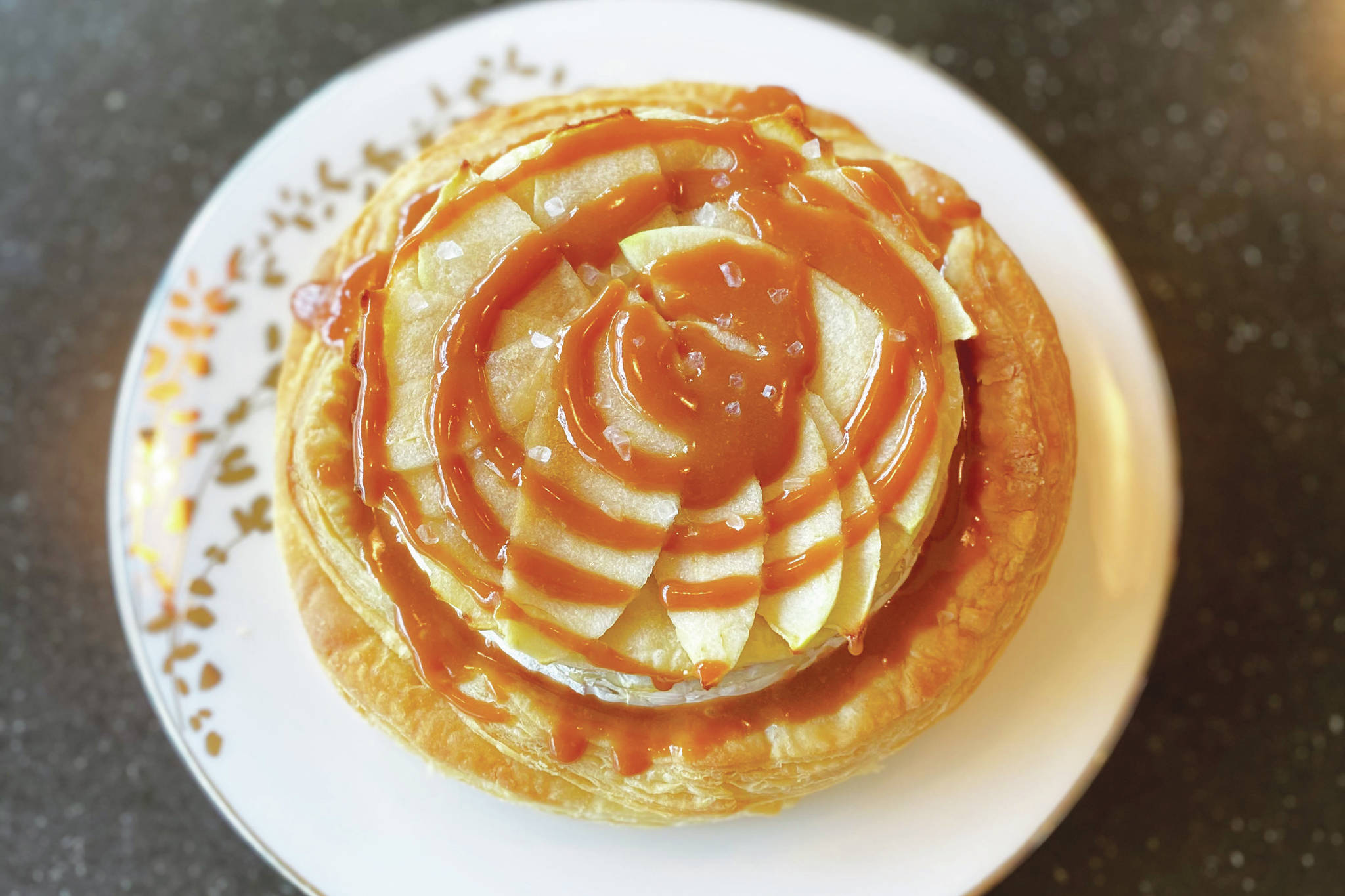 Brie and caramel apple voulevant is sure to be a crowd-pleaser, photographed in April, 2021, in Nikiski, Alaska. (Photo by Tressa Dale/Peninsula Clarion)