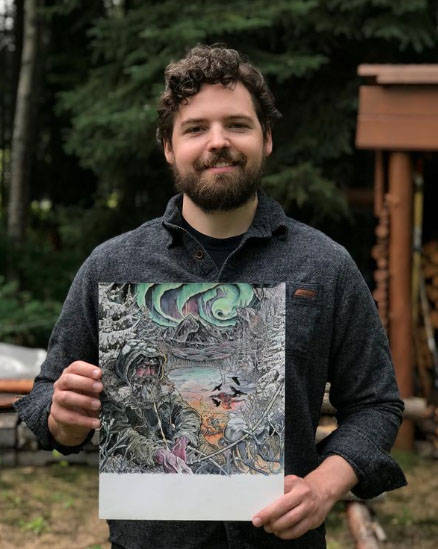 Alex Rydlinski holds one of his pieces in an Instagram photo from July 18, 2020. (Alex Rydlinski via Instagram)