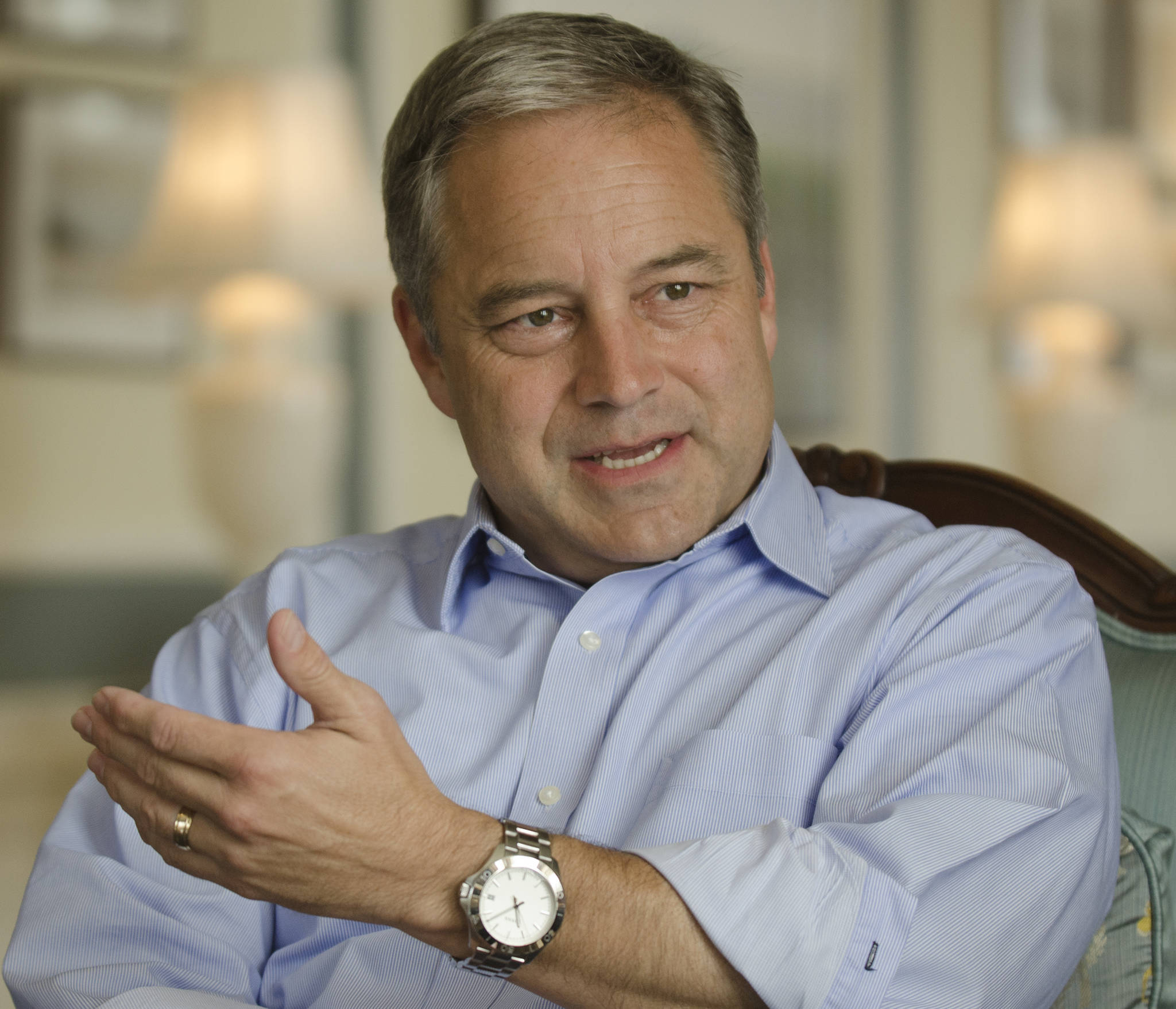 Michael Penn / Juneau Empire File
Then-Gov. Sean Parnell speaks during an interview at the governor’s mansion in July 2014.