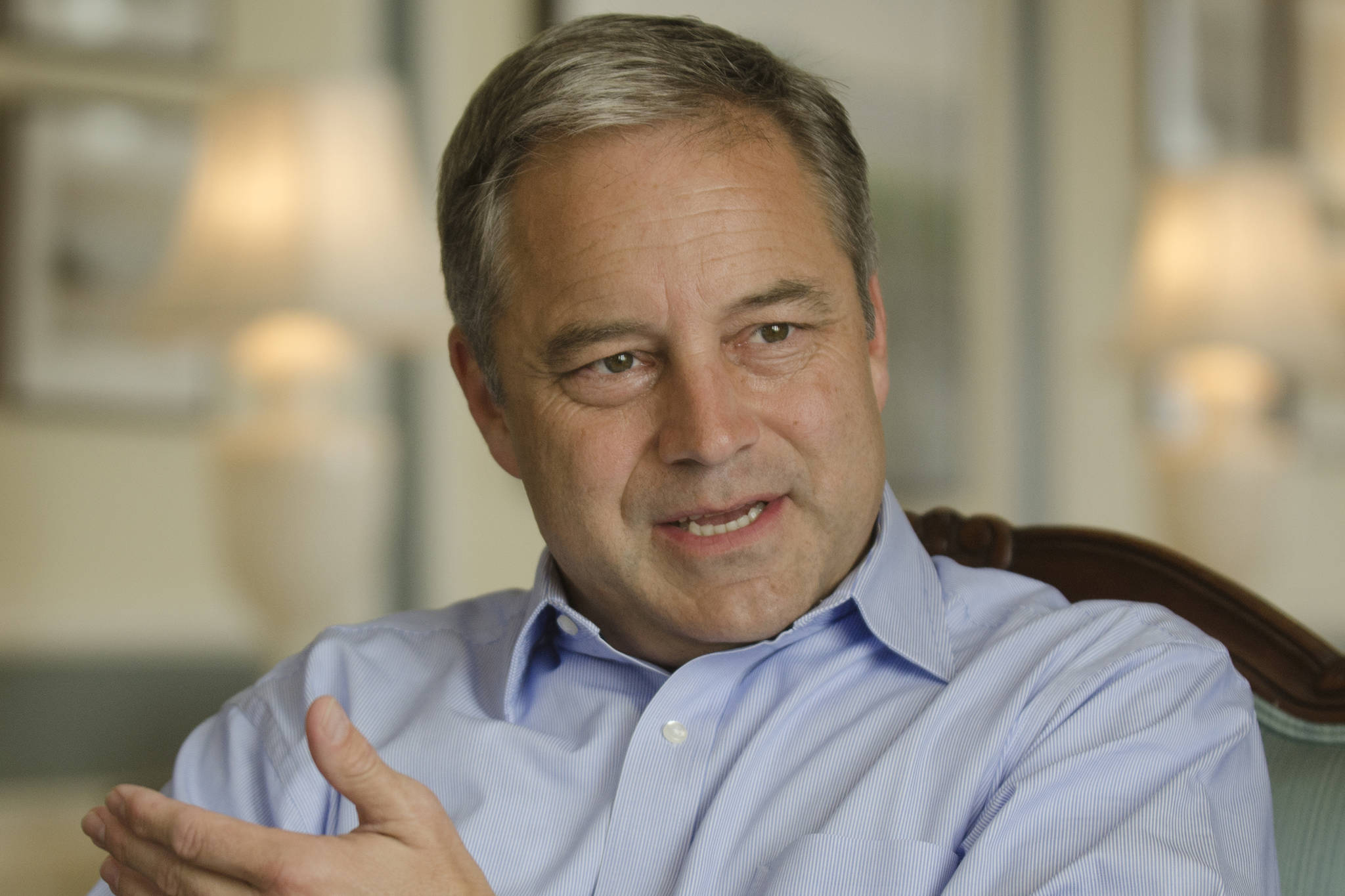 Then-Gov. Sean Parnell speaks during an interview at the governor's mansion in July 2014. (Michael Penn / Juneau Empire File)