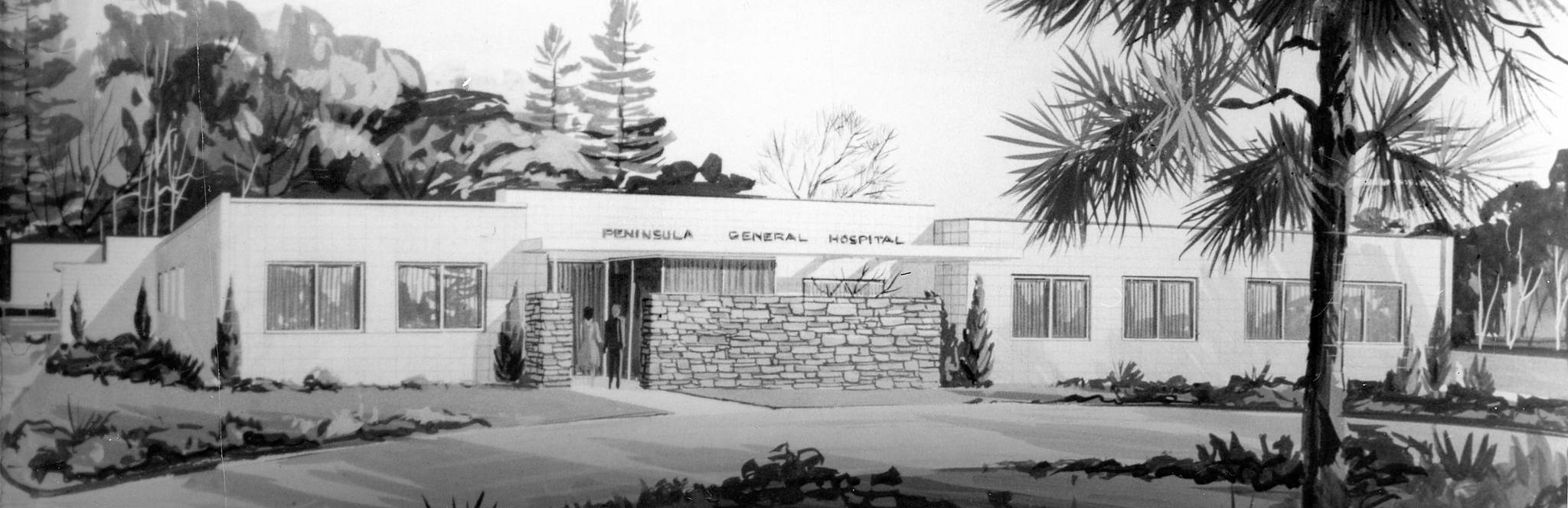 Document courtesy of the Isaak family)
In about 1963, the Central Kenai Peninsula Hospital Association hired the well-respected architectural firm Edwin Crittenden & Associates. This concept drawing for a new central peninsula hospital was created by the firm’s Lucian Cassetta.