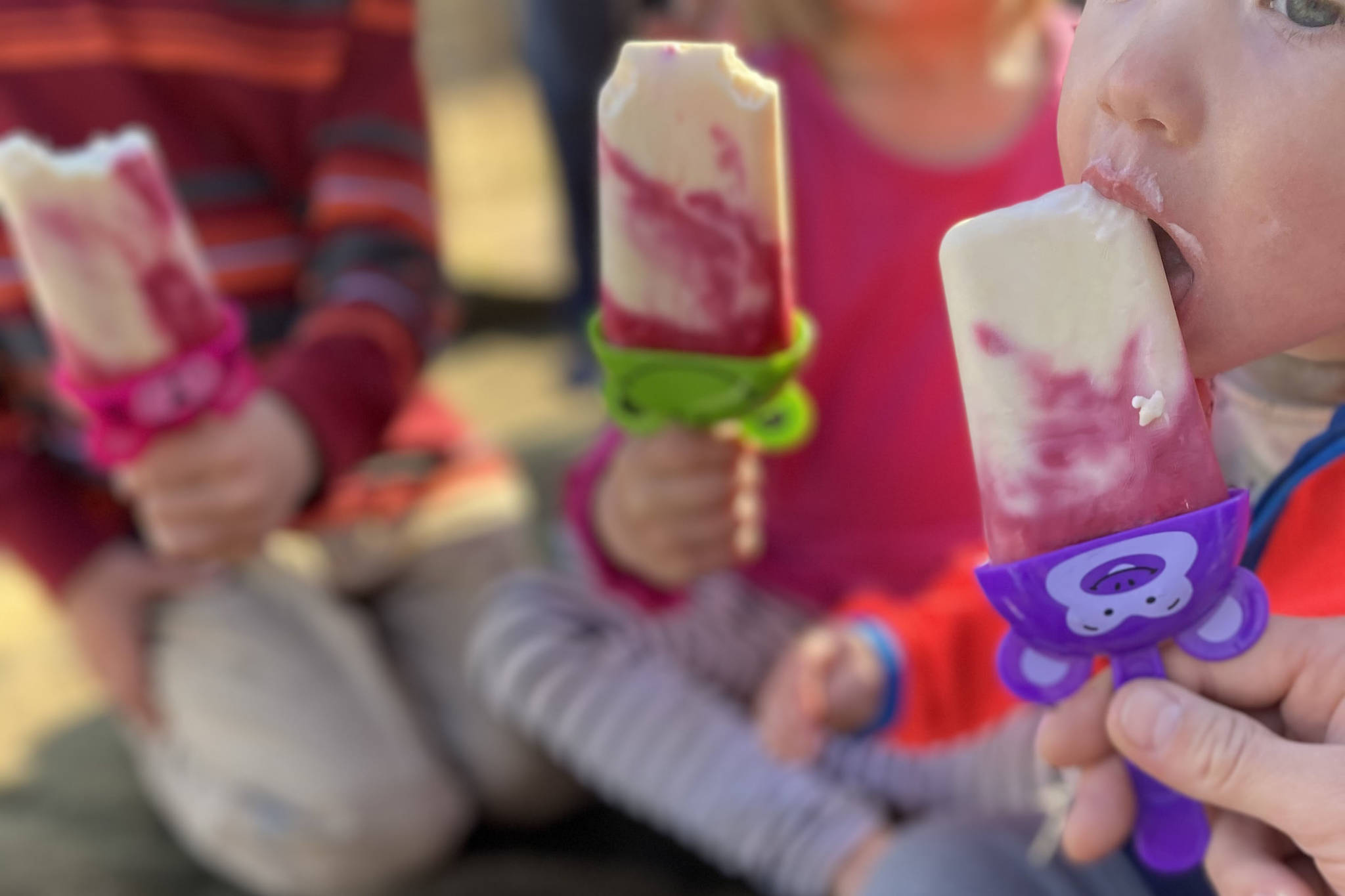 Kids enjoy homemade popsicles on May 16, 2021. (Photo courtesy Tressa Dale)