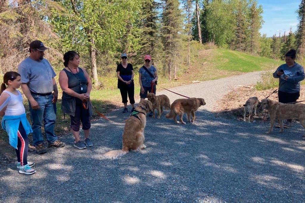 People participate in the Kenai National Wildlife Refuge’s BARK ranger program on June 5, 2021 for National Trails Day in Soldotna, Alaska. (Photo provided by Michelle Ostrowski)