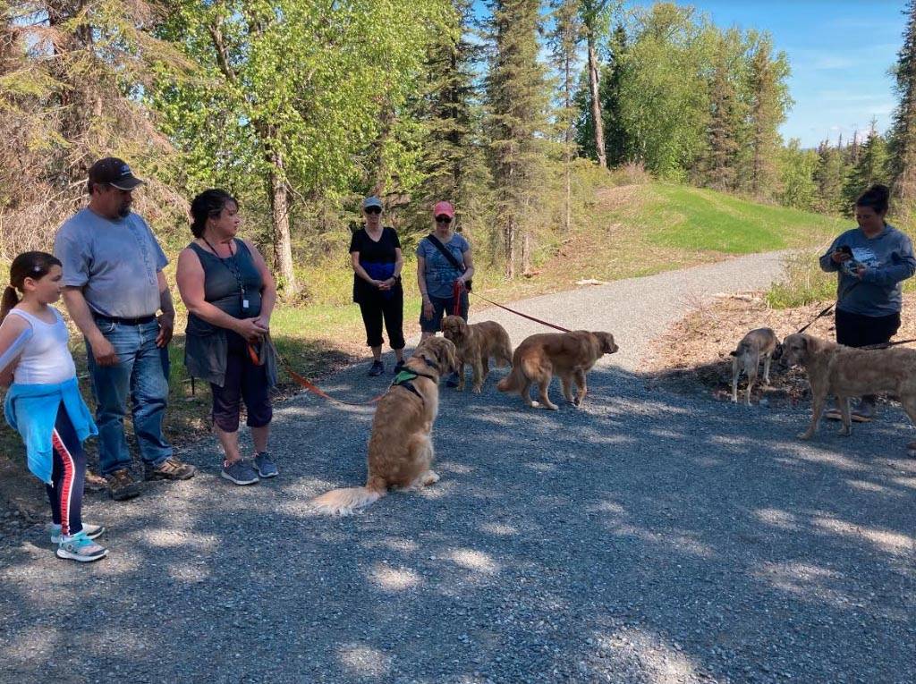 People participate in the Kenai National Wildlife Refuge’s BARK ranger program on June 5, 2021 for National Trails Day in Soldotna, Alaska. (Photo provided by Michelle Ostrowski)