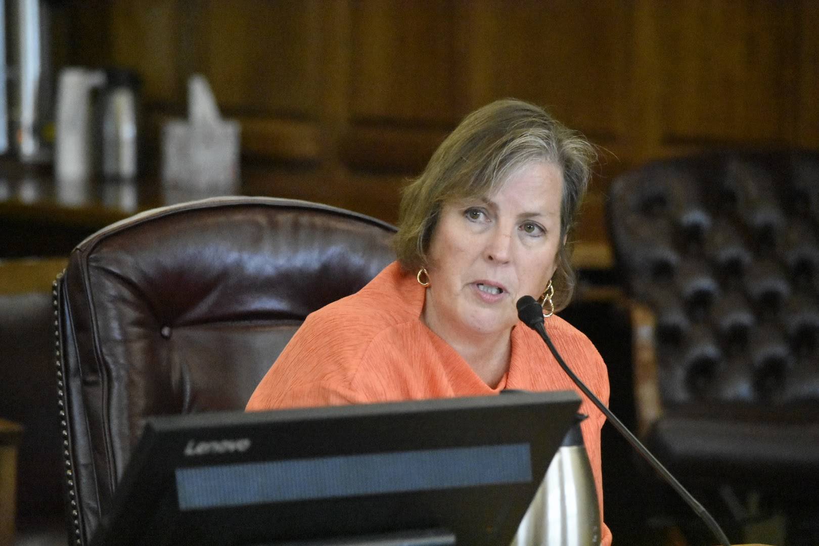 Alaska Permanent Fund Corporation CEO Angela Rodell speaks to the House Finance Committee on Thursday, June 24, 2021. Rodell urged lawmakers to pass a budget before the state government shuts down on July 1, even though APFC employees are considered essential. (Peter Segall / Juneau Empire)