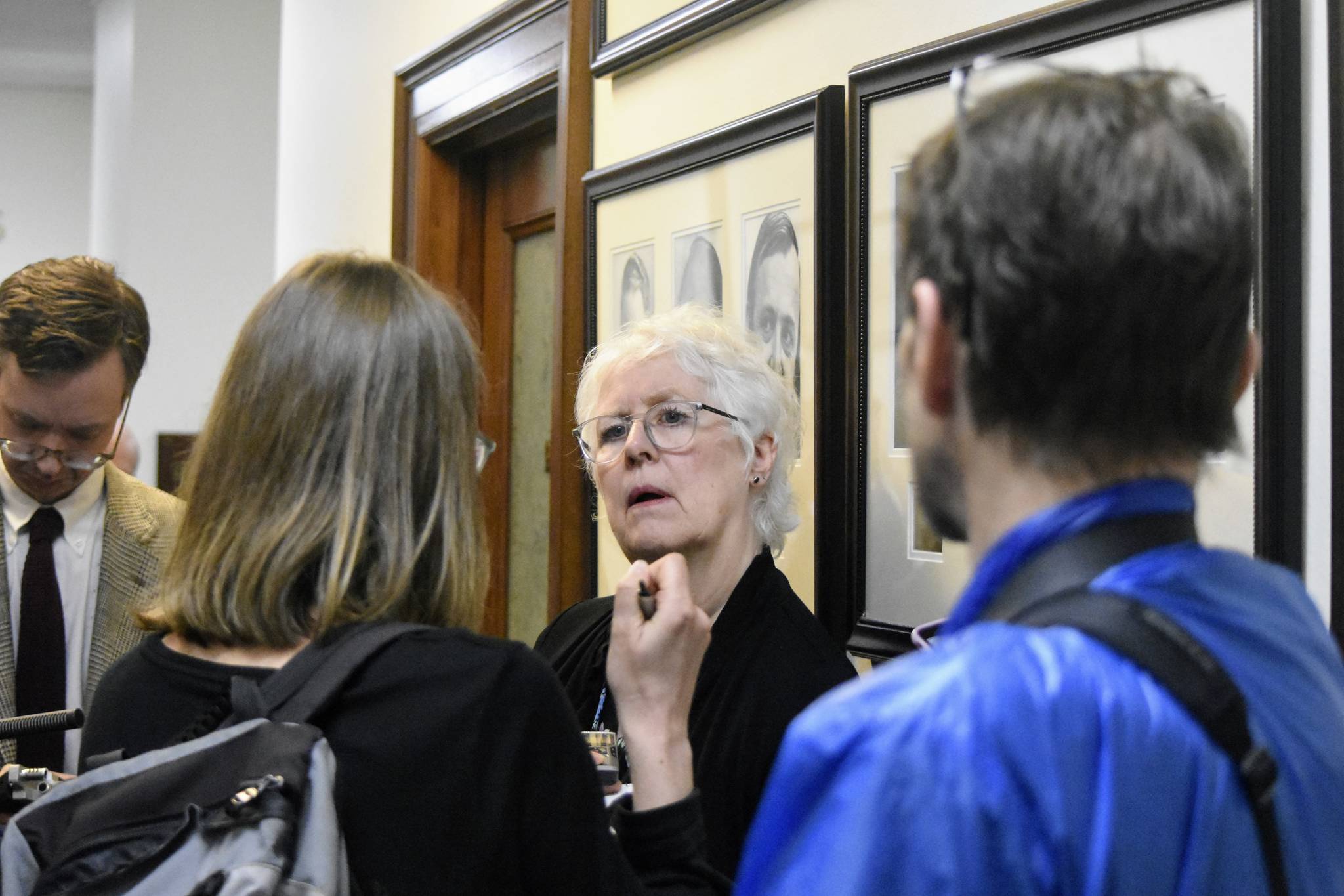 House Speaker Louise Stutes, R-Kodiak, told reporters on Friday she was optimistic a deal with the House minority caucus would be reached by Monday. Both Stutes and Minority Leader Cathy Tilton, R-Wasilla, declined to give details on the deal. (Peter Segall / Juneau Empire)