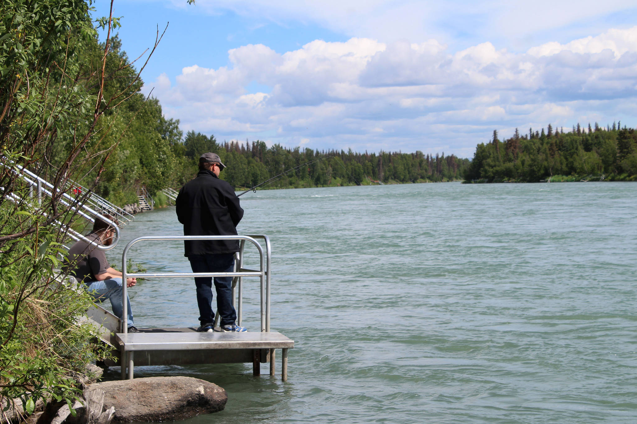 Anglers fish on the Kenai River on Tuesday, June 29, 2021 in Soldotna, Alaska. (Ashlyn O’Hara/Peninsula Clarion)