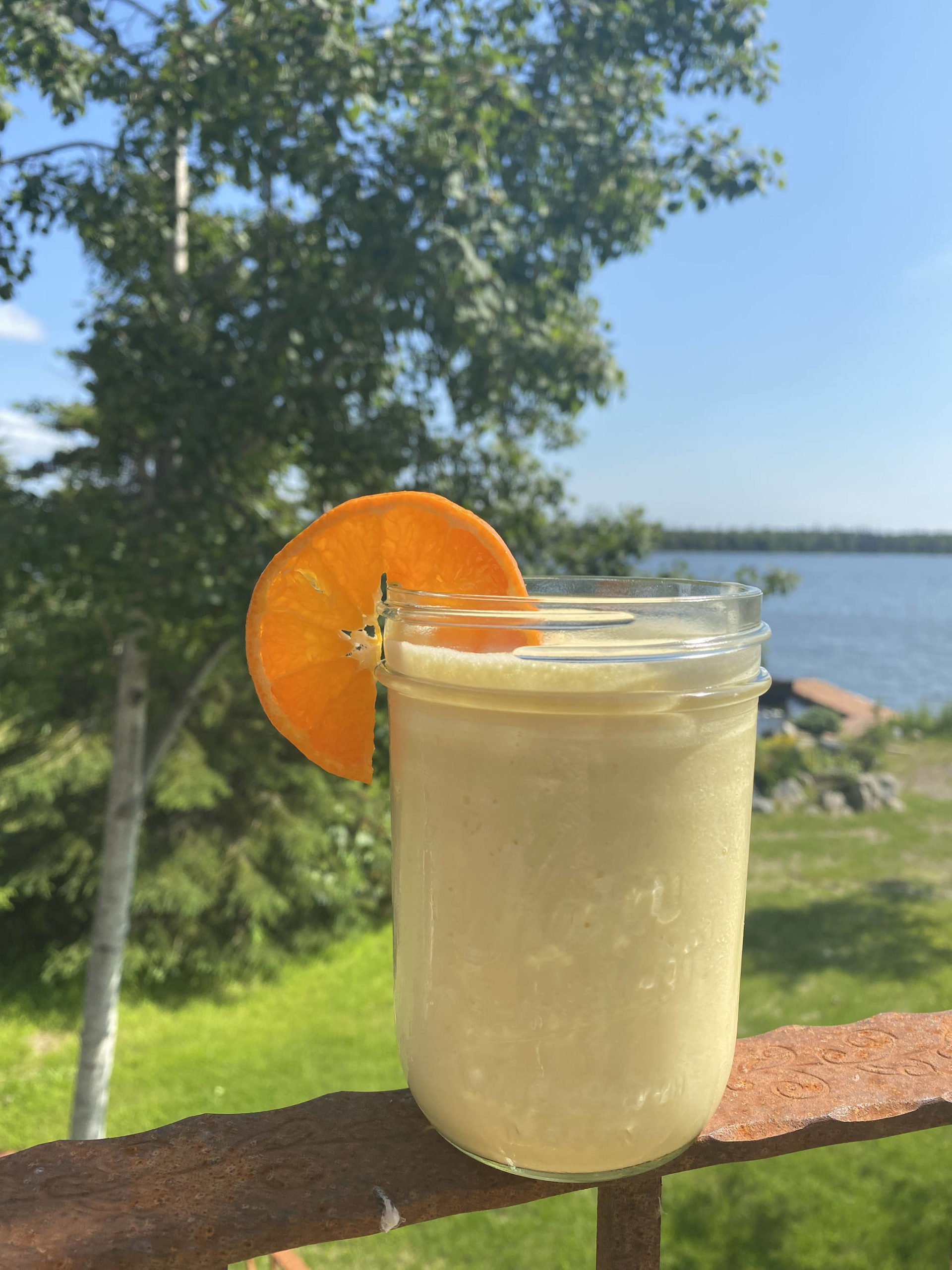 This orange Julius swaps out the traditional egg whites with sweetened condensed milk, for a tangy and safe summer treat. Photographed July 4, 2021, in Nikiski, Alaska. (Photo by Tressa Dale/Peninsula Clarion)