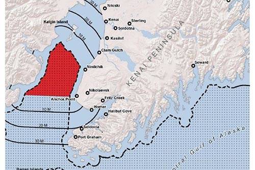 The Upper Cook Inlet Economic Exclusion Zone can be seen highlighted in red. (National Oceanic and Atmospheric Administration)