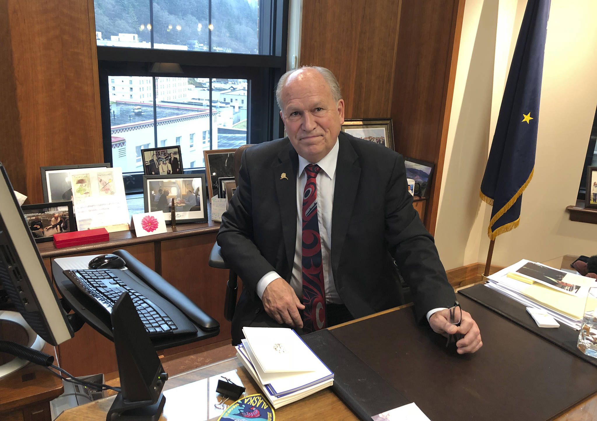 Associated Press
Former Alaska Gov. Bill Walker wants his old job back.
In this Nov. 13, 2018 file photo, Alaska Gov. Bill Walker poses in his office at the state Capitol in Juneau, Alaska. Walker announced plans Tuesday, Aug. 17, 2021, to run for governor again and said his former labor commissioner, Heidi Drygas, would be his running mate. (AP Photo/Becky Bohrer, File)