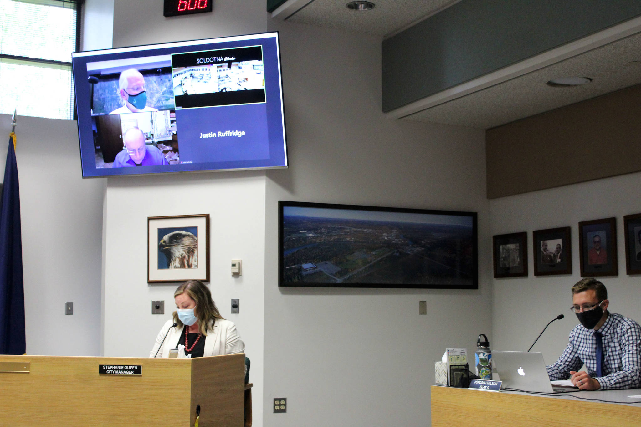 The Soldotna City Council meets on Wednesday, Aug. 25, 2021 in Soldotna, Alaska. (Ashlyn O’Hara/Peninsula Clarion)