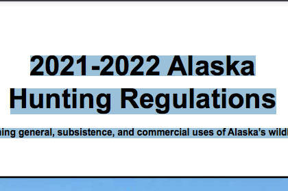 Screenshot of the 2021-2022 Alaska Department of Fish and Game Hunting Regulations handbook (adfg.alaska.gov)