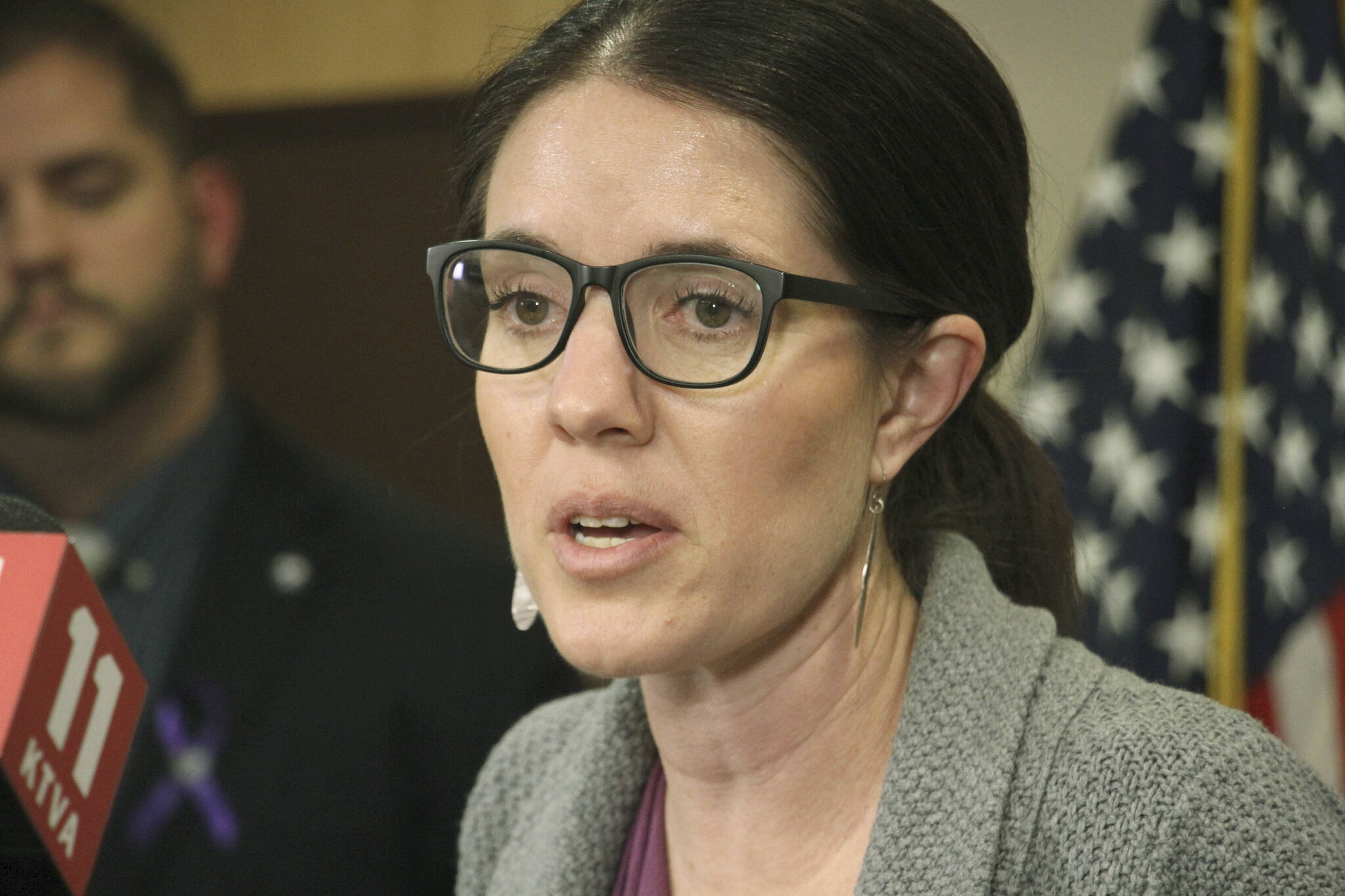 FILE - In this March 12, 2020 file photo, Dr. Anne Zink, Alaska’s chief medical officer, addresses reporters at a news conference in Anchorage, Alaska. Alaska on Wednesday, Sept. 15, 2021, reported its highest number of new COVID-19 cases, a day after the state’s largest hospital announced it had entered crisis protocol and began rationing care. When many people become ill at the same time, it overwhelms the state’s health care system. "And then we start to see excess mortality where more people dying from other things such as heart attacks and strokes and car accidents and bear maulings or whatever else happens," Zink said. (AP Photo/Mark Thiessen, File)