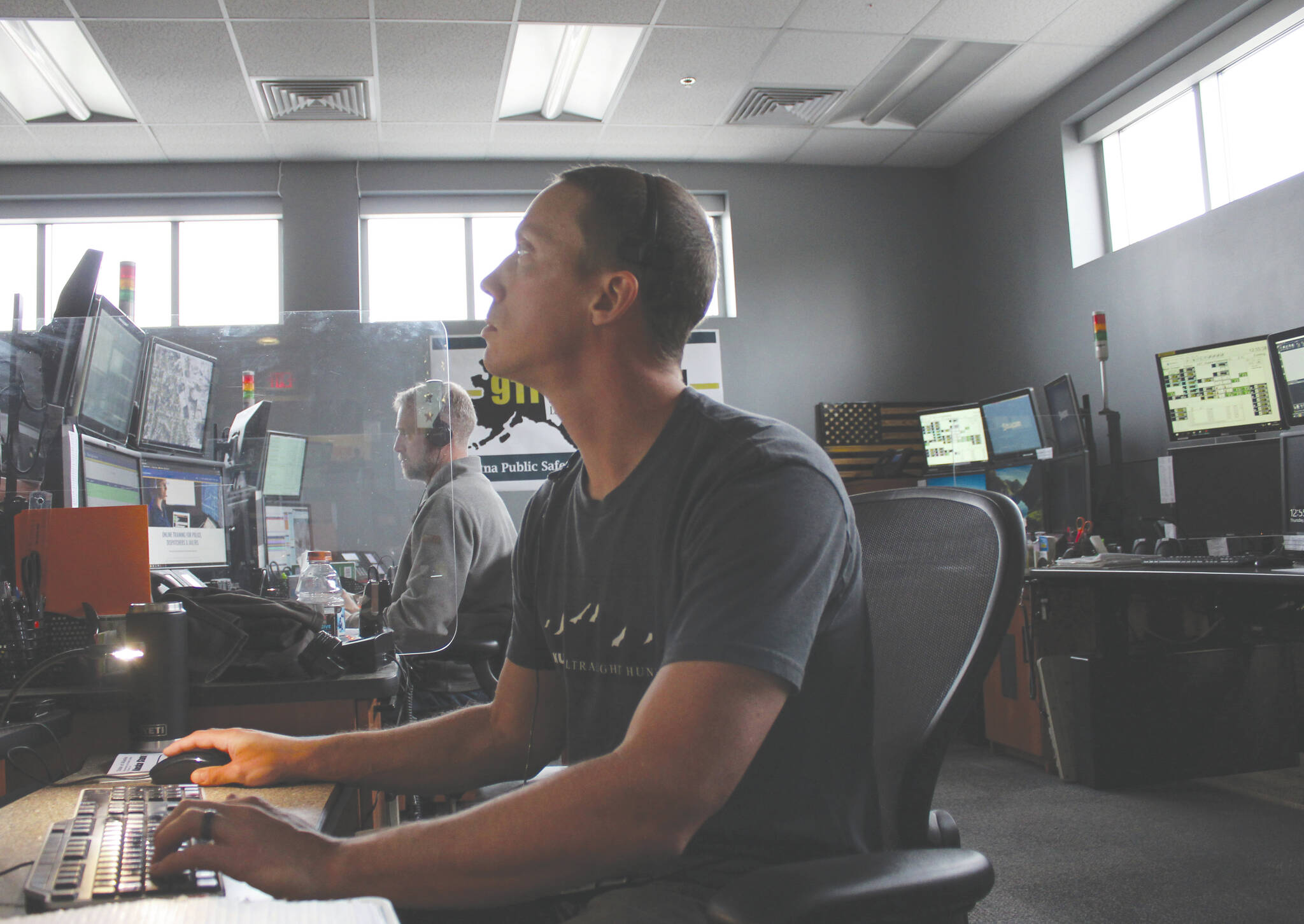 (Ashlyn OHara/Peninsula Clarion)
Ryan Tunks works at the Kenai Peninsula Borough Office of Emergency Management on Thursday in Soldotna.