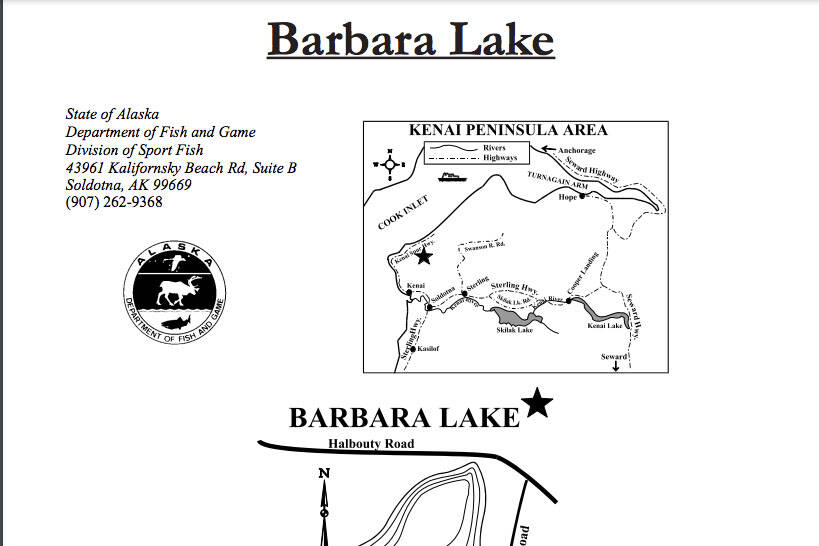 Barbara Lake is stocked by the Alaska Department of Fish and Game. (adfg.alaska.gov)