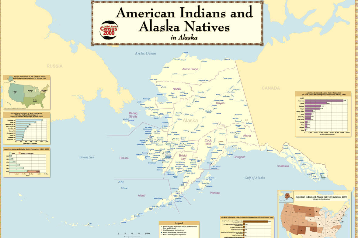 Courtesy image/ Wikicommons
This map from the U.S. Cencsus Bureau highlights Alaska’s Indigenous populations. A ballot initiative to have the state of Alaska formally recognize the state’s already federally recognized tribes took a step forward Monday, when it was certified by the Division of Elections.