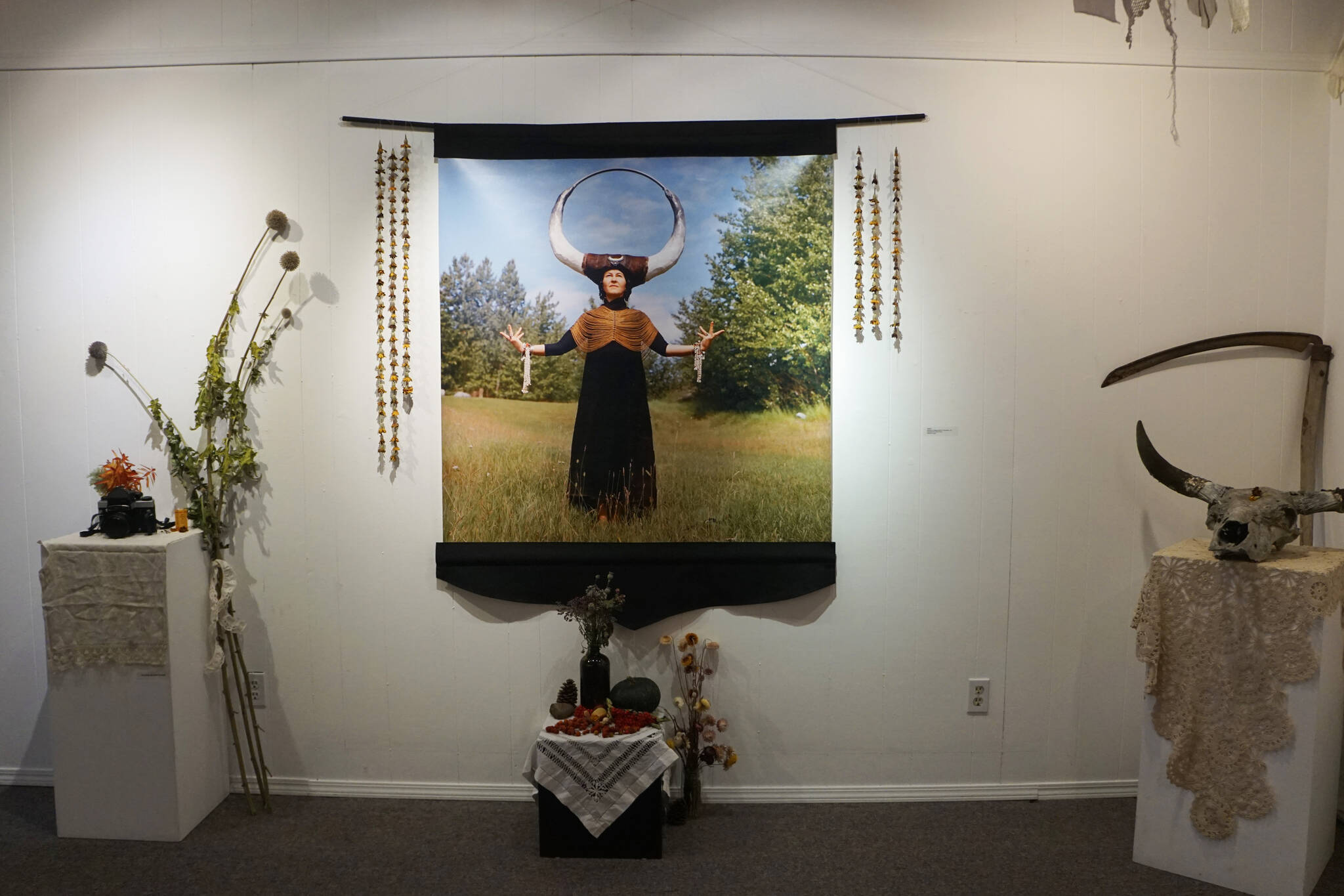 Carly Garay’s “Earth” is one of the works in her “The Art of Ancestor Veneration,” on display through Oct. 30, 2021, at the Homer Council on the Arts in Homer, Alaska. (Photo by Michael Armstrong/Homer News)