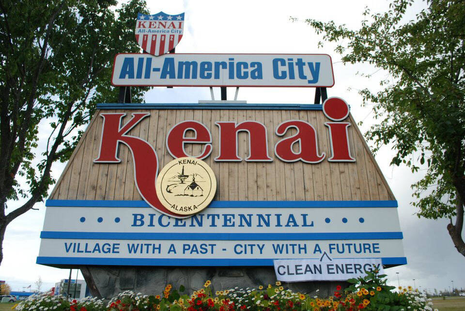 The welcome sign for the City of Kenai, as seen in this city Facebook page photo.