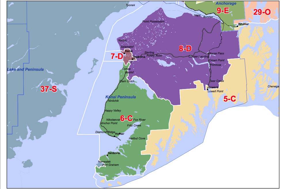 The 2021 Board Proclamation for the Kenai Peninsula shows the redistricting plan adopted by the Alaska Redistricting Board on Nov. 10, 2021. (akredistrict.org)