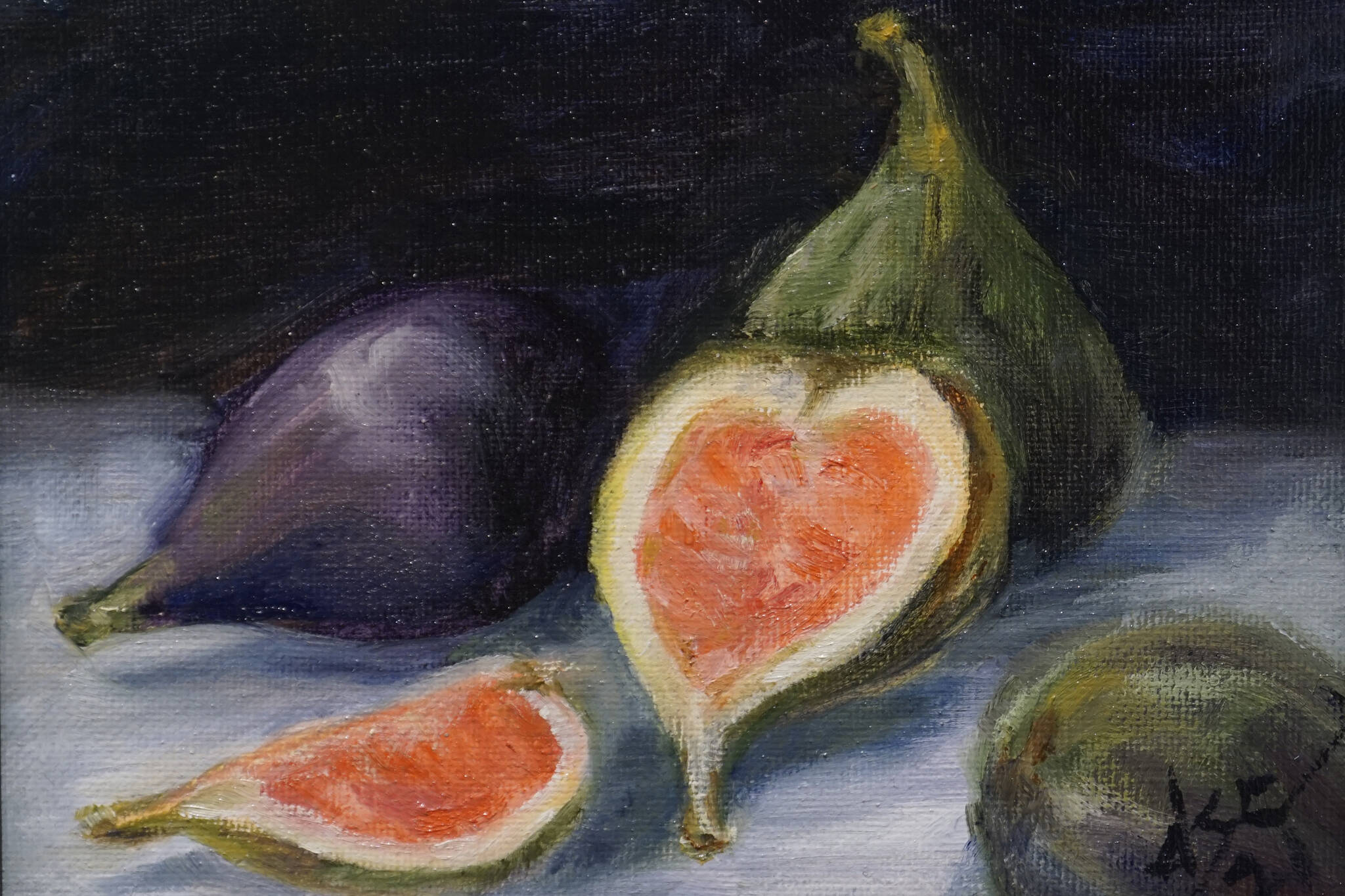 Dianne Spence-Chorman’s “Fig Study” is one of the works showing in the Homer Council on the Arts “Fun wtih 5x7” show through Dec. 22, 2021, at the gallery in Homer, Alaska. (Photo by Michael Armstrong/Homer News)