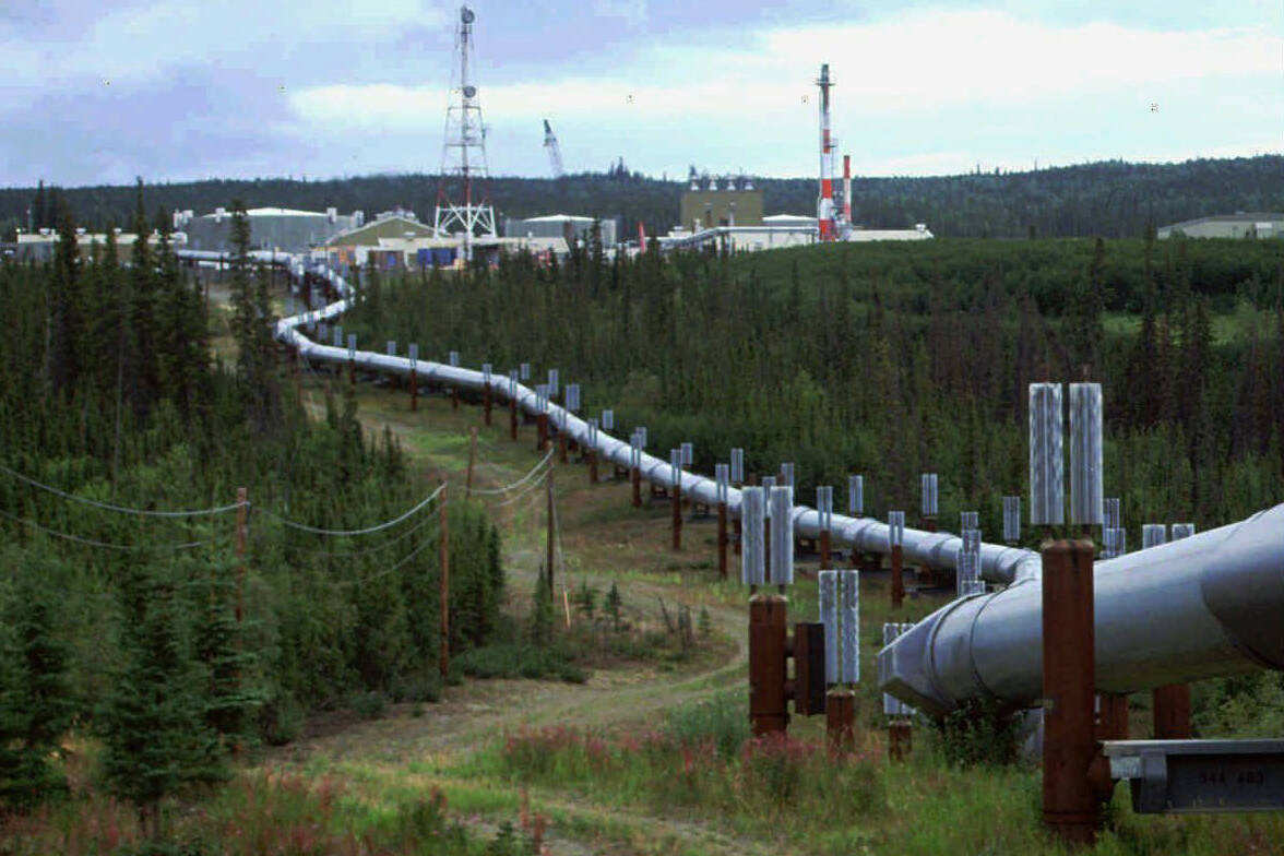 This photo shows the trans-Alaska pipeline and pump station north of Fairbanks. (AP Photo/Al Grillo)