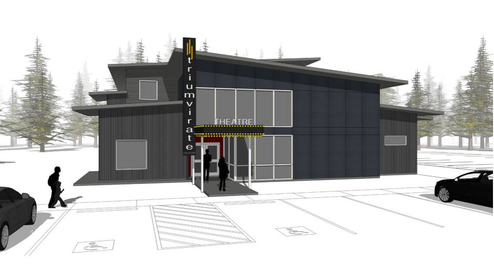 An image shows the Triumvirate Theatre’s plans for a new building. (Photo courtesy Joe Rizzo)