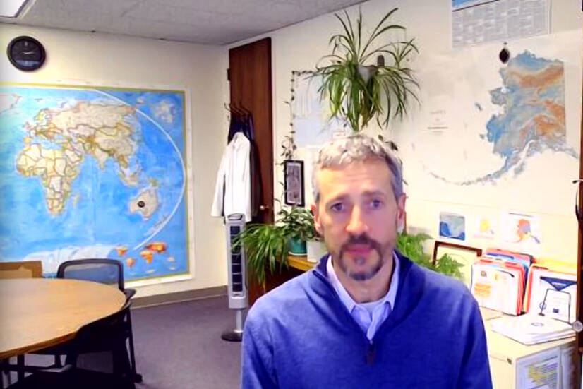 State Epidemiologist Dr. Joe McLaughlin speaks during a press briefing by the Alaska State Department of Public Health on Dec. 16, 2021. (Screenshot)