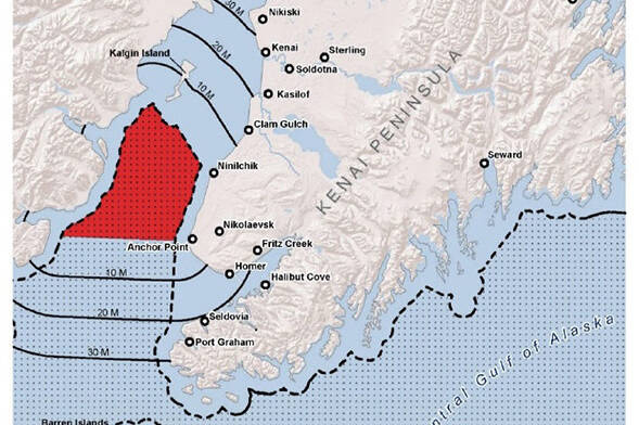 Upper Cook Inlet Exclusive Economic Zone can be seen on this map provided by the National Oceanic and Atmospheric Administration. (Image via fisheries.noaa.gov)
