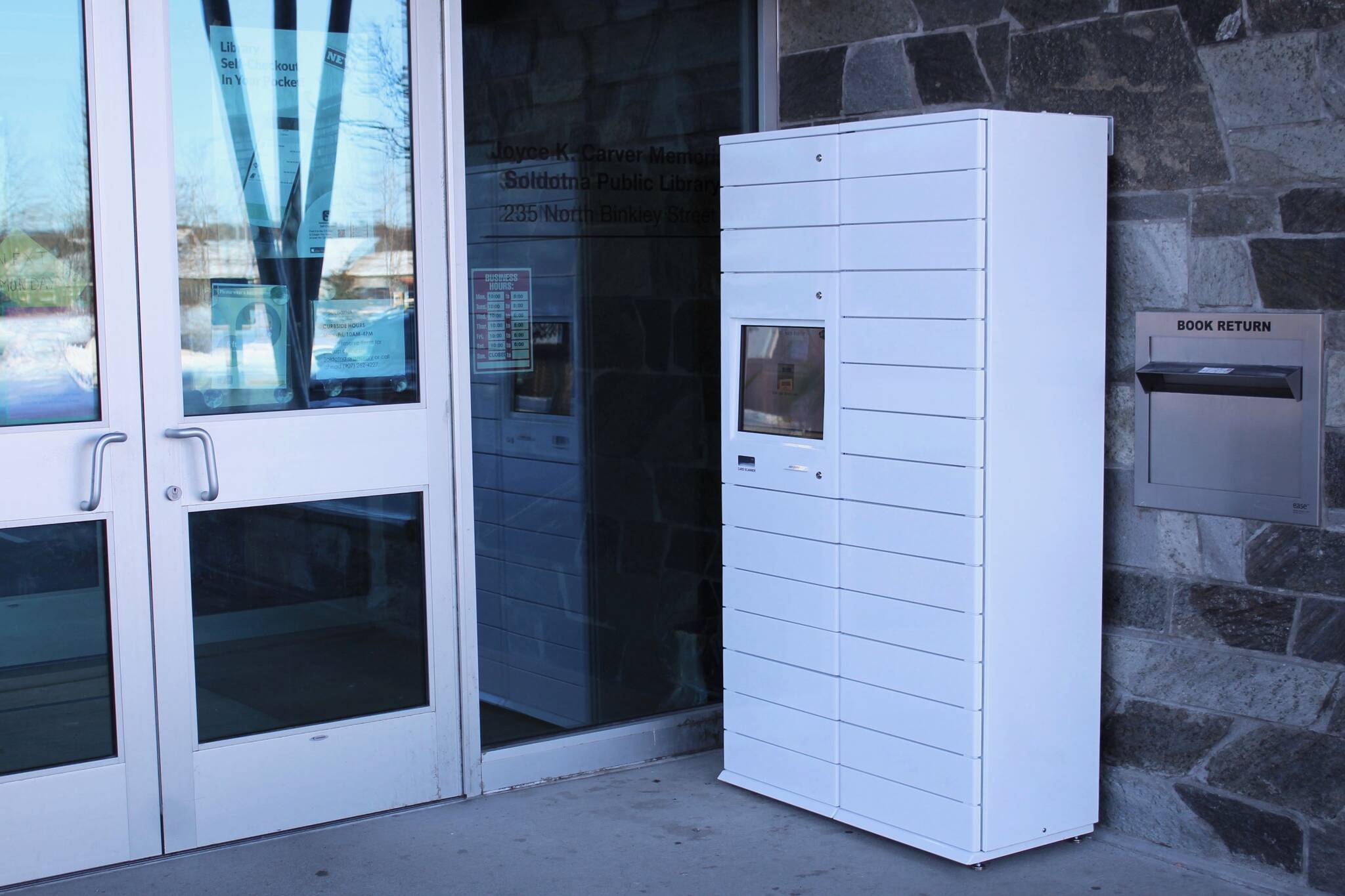 A holds locker is seen at the Soldotna Public Library on Friday, Jan. 15 in Soldotna, Alaska. (Ashlyn O’Hara/Peninsula Clarion)