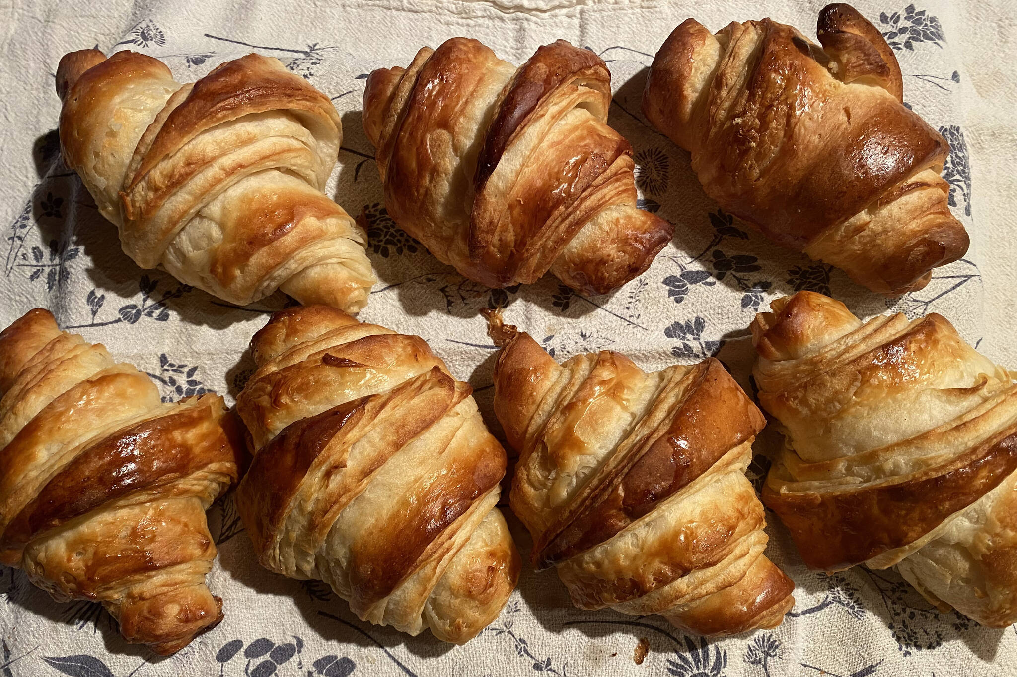 Achieving the crispy, flaky layers of golden goodness of a croissant require precision and skill. (Photo by Tresa Dale/Peninsula Clarion)