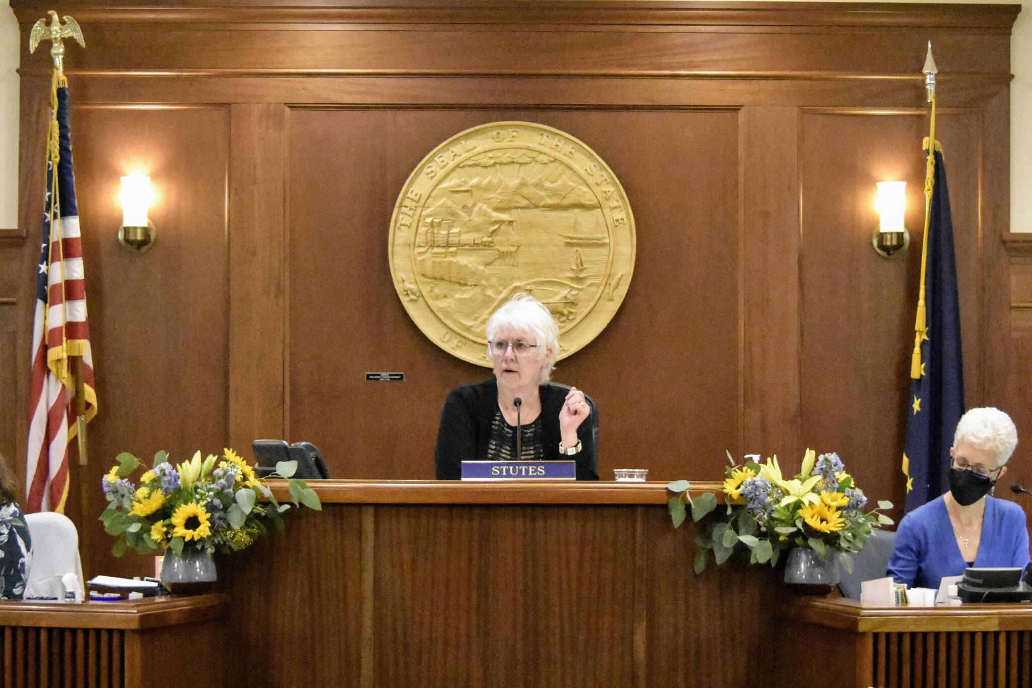 Peter Segall / Juneau Empire
House Speaker Louise Stutes, R-Kodiak, gave a stern warning about decorum to members of the Alaska House of Representatives on the first day of the legislative session on Tuesday, Jan 18, 2022. Last year the Legislature was so divided it took a full regular session and four special sessions before work was completed.