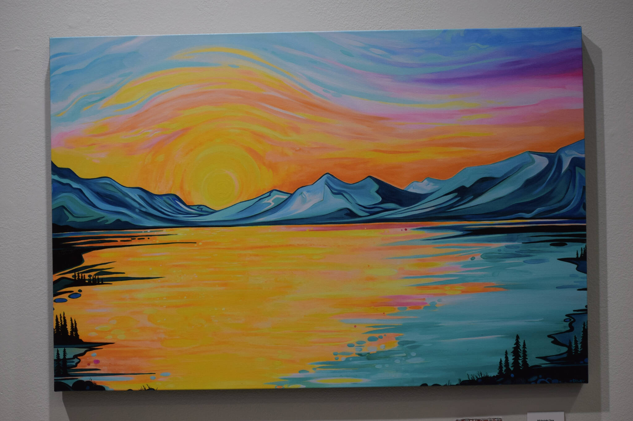 Laura Dewey’s art is on display at the Kenai Chamber of Commerce and Visitor Center on Wednesday, Jan. 19, 2022. (Camille Botello/Peninsula Clarion)