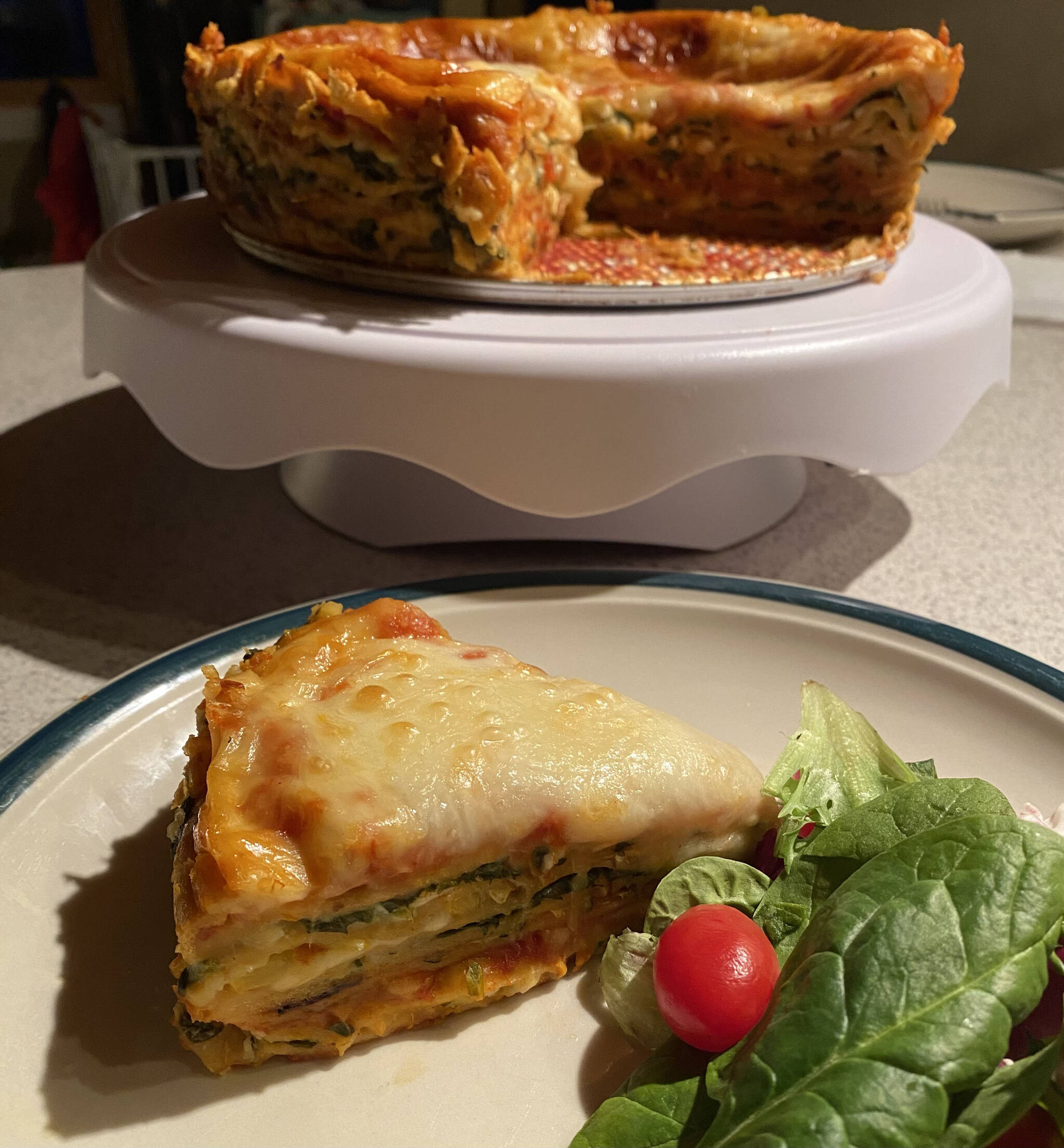 The secret to this homemade vegetarian lasagna is the addition of fresh noodles from scratch. (Photo by Tressa Dale/Peninsula Clarion)