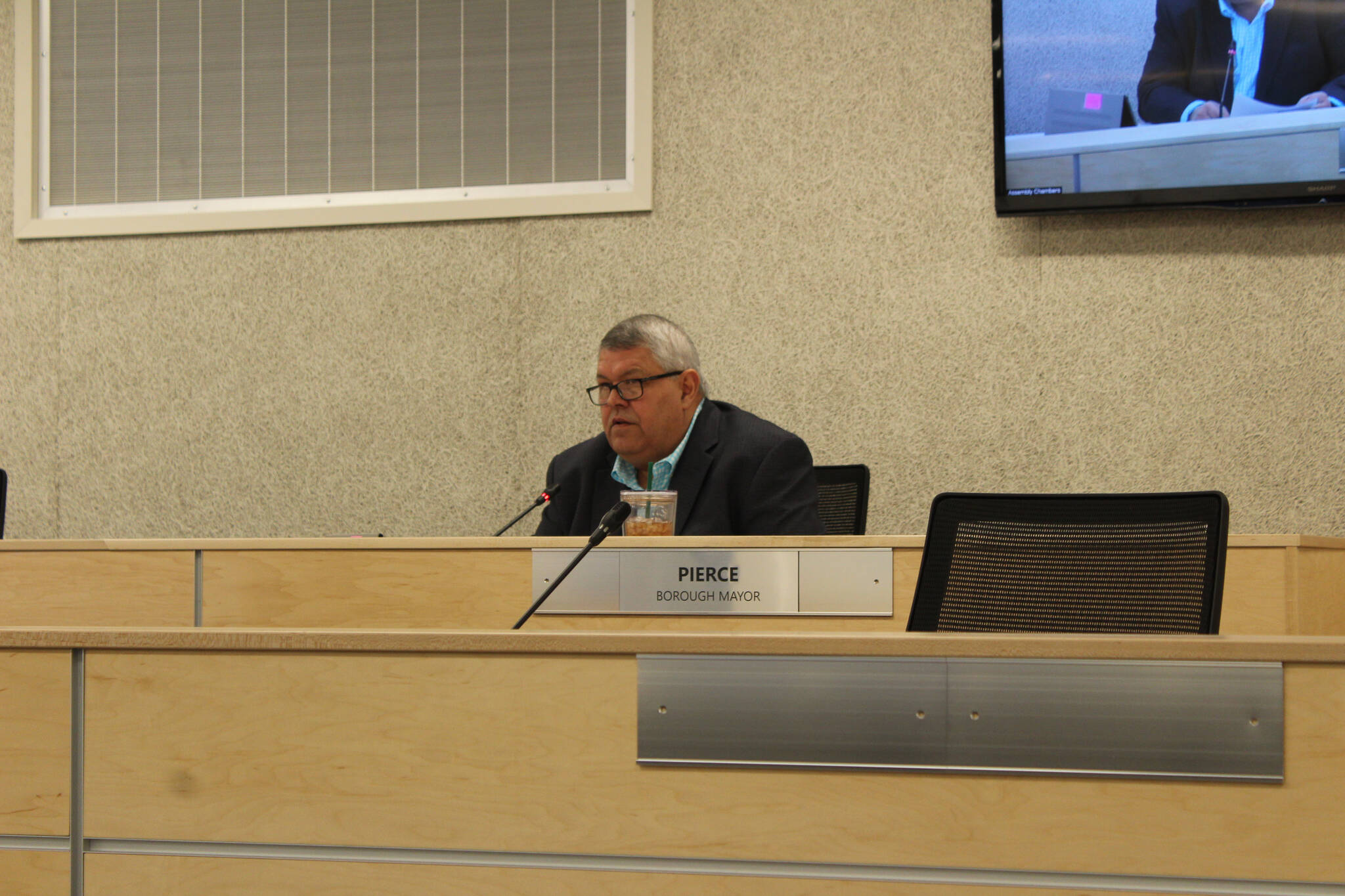 Kenai Peninsula Borough Mayor Charlie Pierce attends the March 2, 2021, borough assembly meeting at the Betty J. Glick Assembly Chambers at the Borough Administration Building in Soldotna, Alaska. (Photo by Ashlyn O’Hara/Peninsula Clarion)