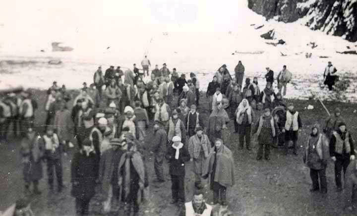 About 100 passengers from the wrecked S.S. Yukon had been sent ashore to await rescue, which would come in the form of Jimmy Johnson and his U.S. Army power barge.