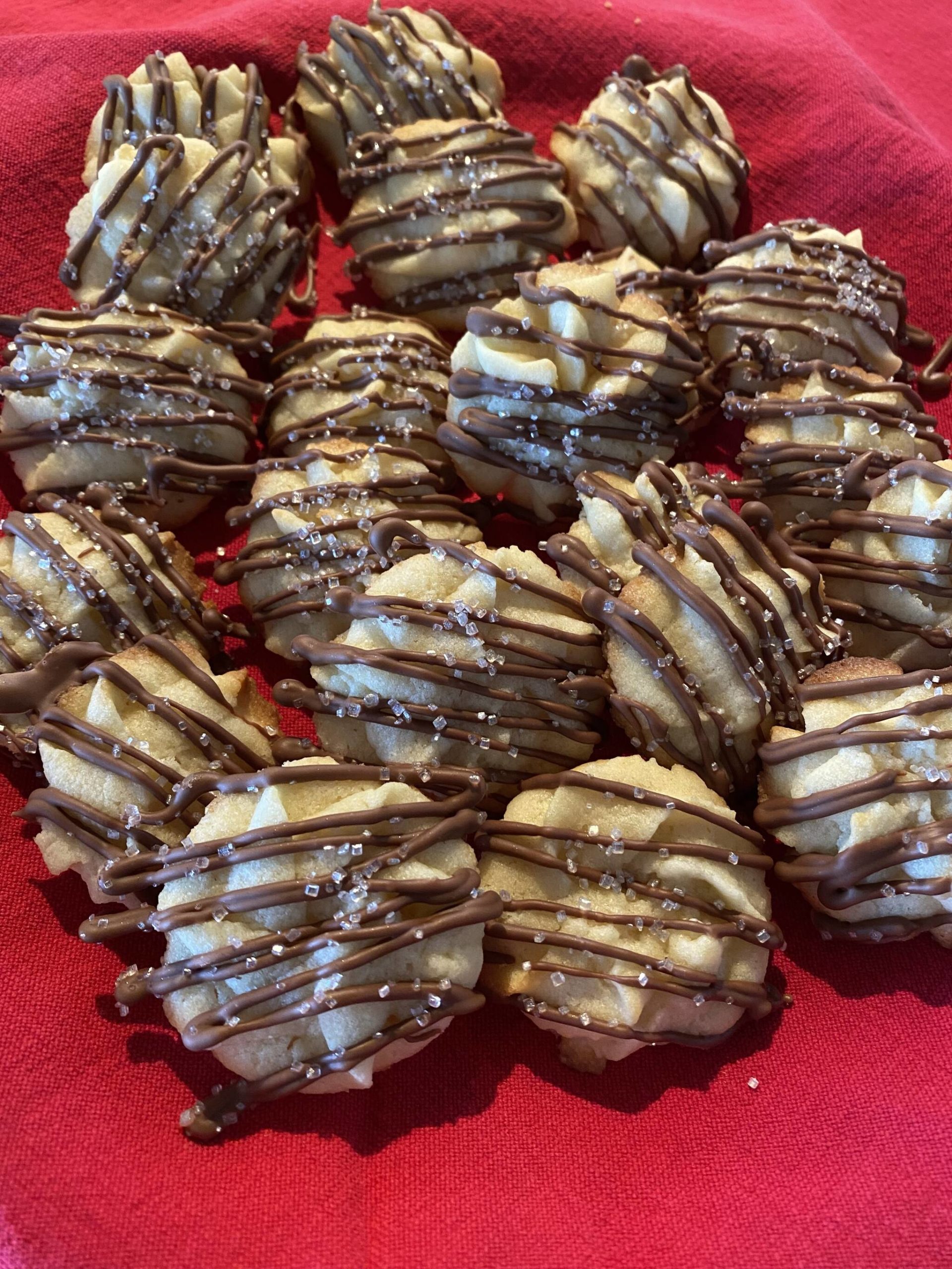 Sweet and simple, these butter cookies are made by piping dough and setting in the freezer for an hour before baking. (Photo by Tressa Dale/Peninsula Clarion)